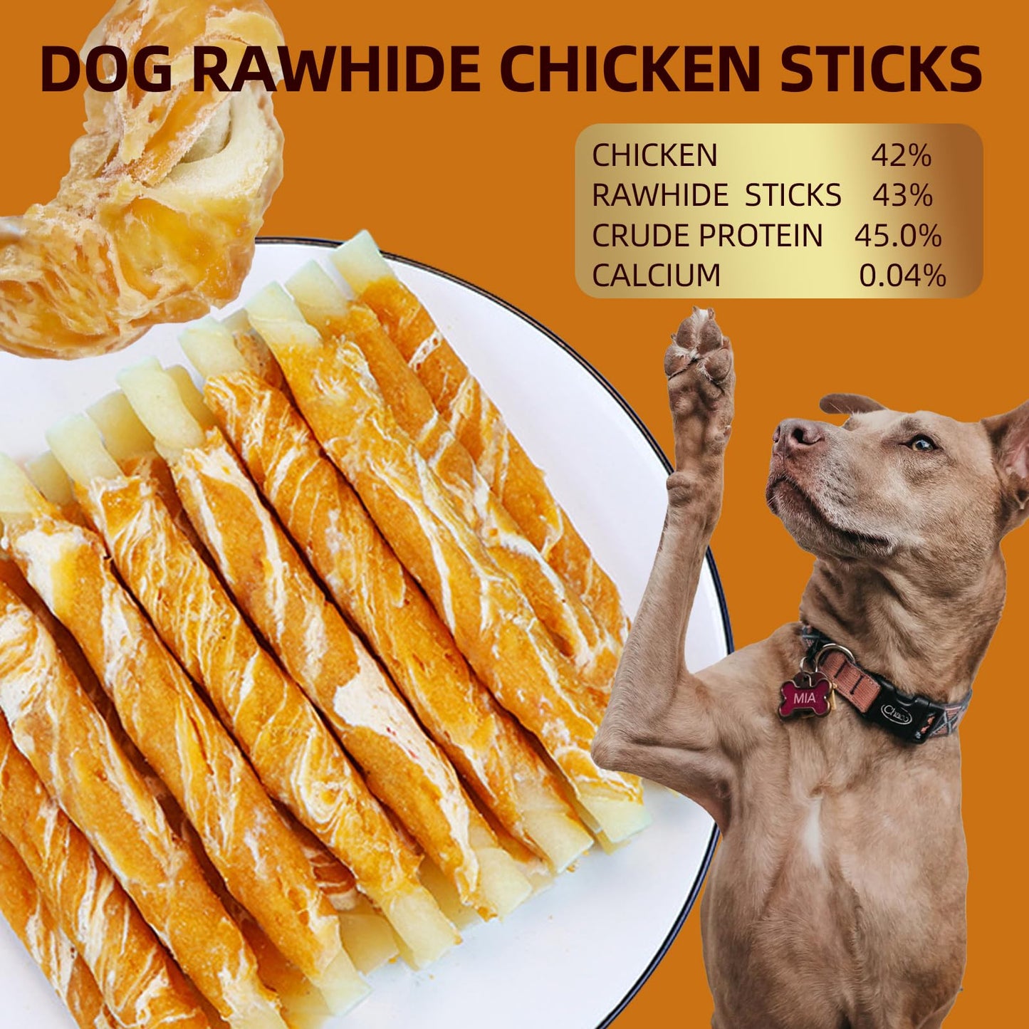 Sobirdos Dog Treats,Chicken Wrapped Rawhide Sticks for Dogs,Dog Chew Sticks,Rawhide Bones for Large Midium Dogs, Dog Treats Small Dogs,Dog Chicken Sticks,Puppy Treats,Chicken Dog Treats,4.5inch