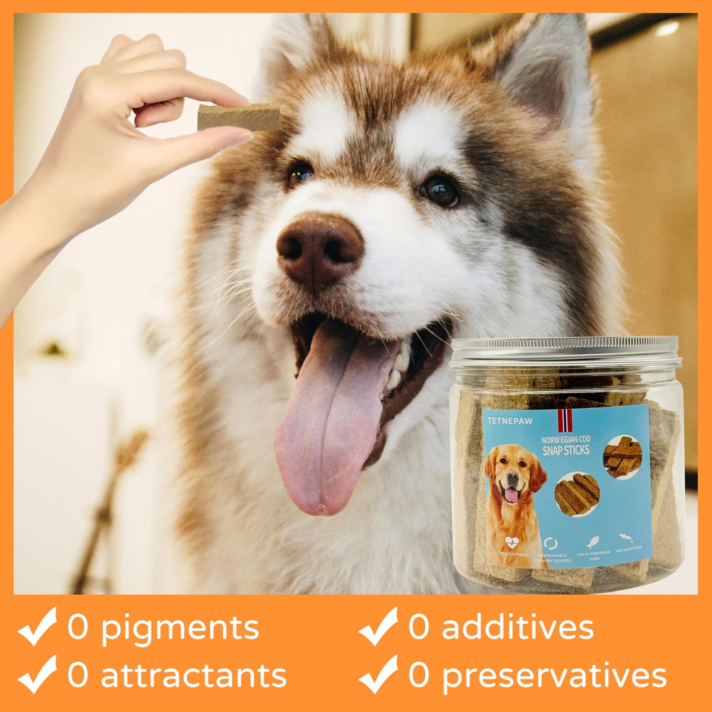 TETNEPAW Dog Fish Treats Cod Made with Premium Natural Norwegian 100% Real Cod Fish Bones & Meat Healthy Crunchy Biscuits for Dogs High Protein Grain-Free All-Natural Pet Snack