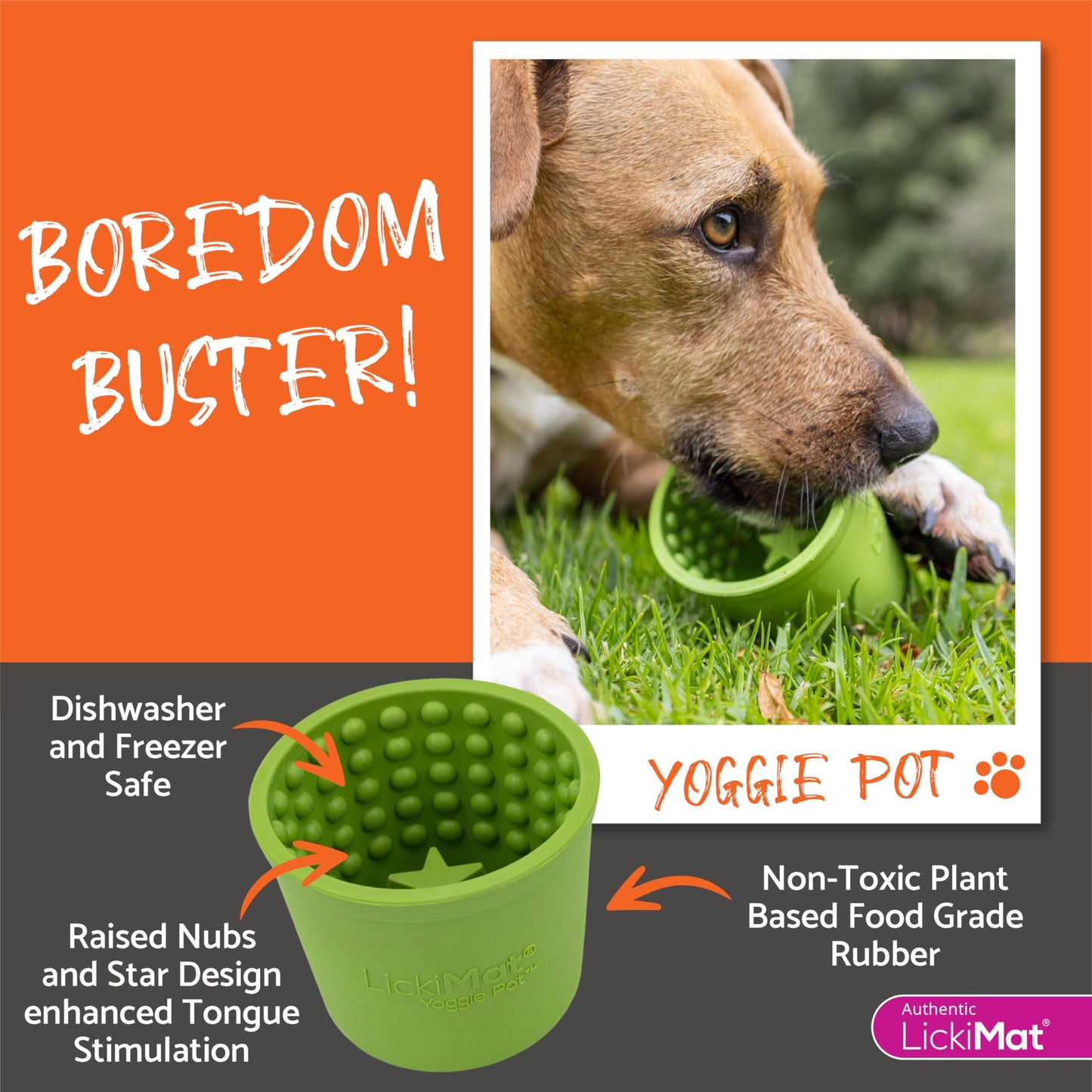 LICKIMAT Yoggie Pot – Distraction, Fun and Enrichment. Long Lasting Rubber Licking Treat Dispenser for All Dog Sizes and Slow Feeder for Small Dogs - Turquoise