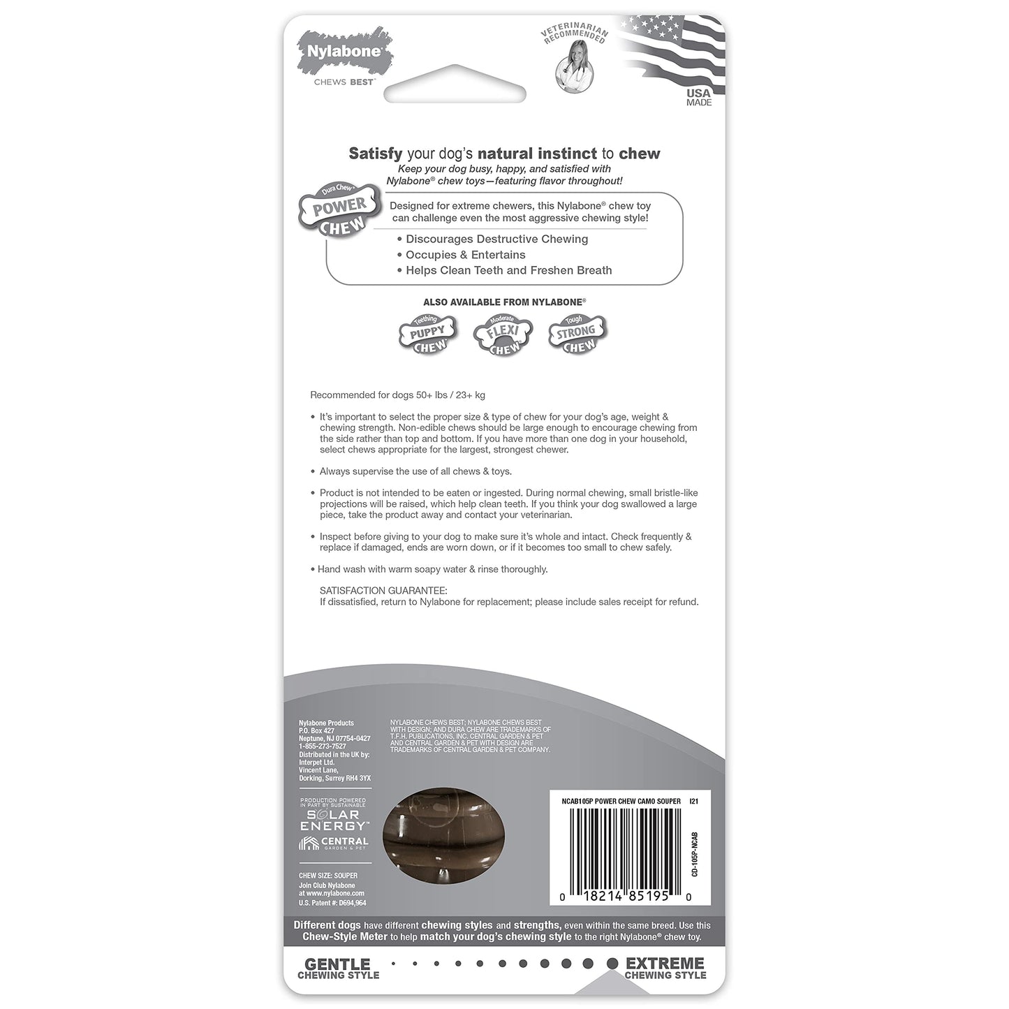 Nylabone Power Chew Camo Dog Toy - Dog Toys for Aggressive Chewers - Indestructible Dog Toys for Aggressive Chewers Large Breed - For Extra Large Dogs - Chicken Flavor X-Large/Souper - 50+ lbs.