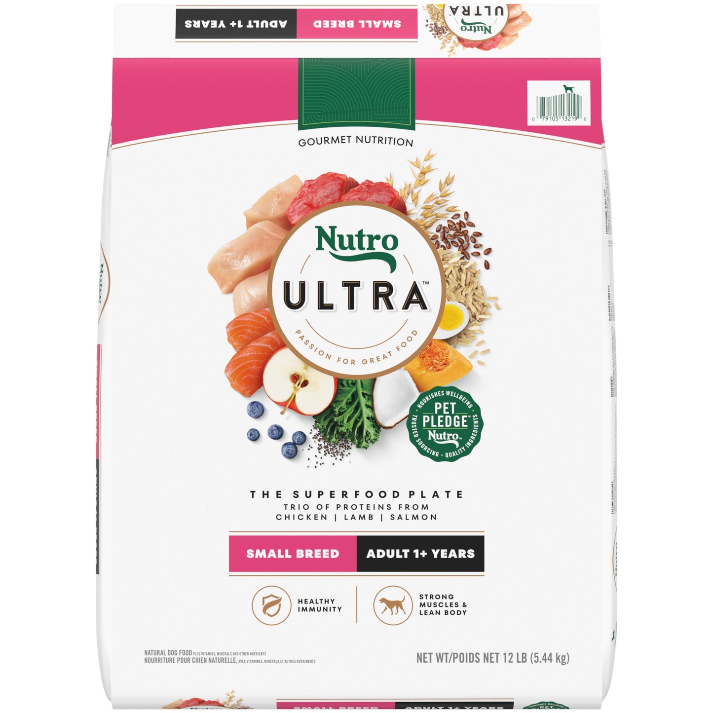 Nutro Ultra Adult Small Breed Dry Dog Food, Chicken, Lamb and Salmon Protein Trio, 12 lb Bag