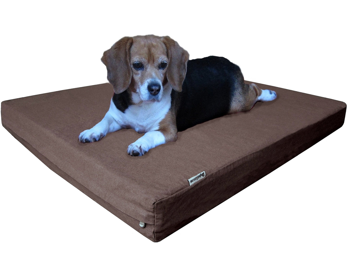 Dogbed4less Orthopedic Small Medium Gel Memory Foam Pet Bed with Washable Denim Cover, Waterproof Liner and Extra External Case 35X20X4 Inch