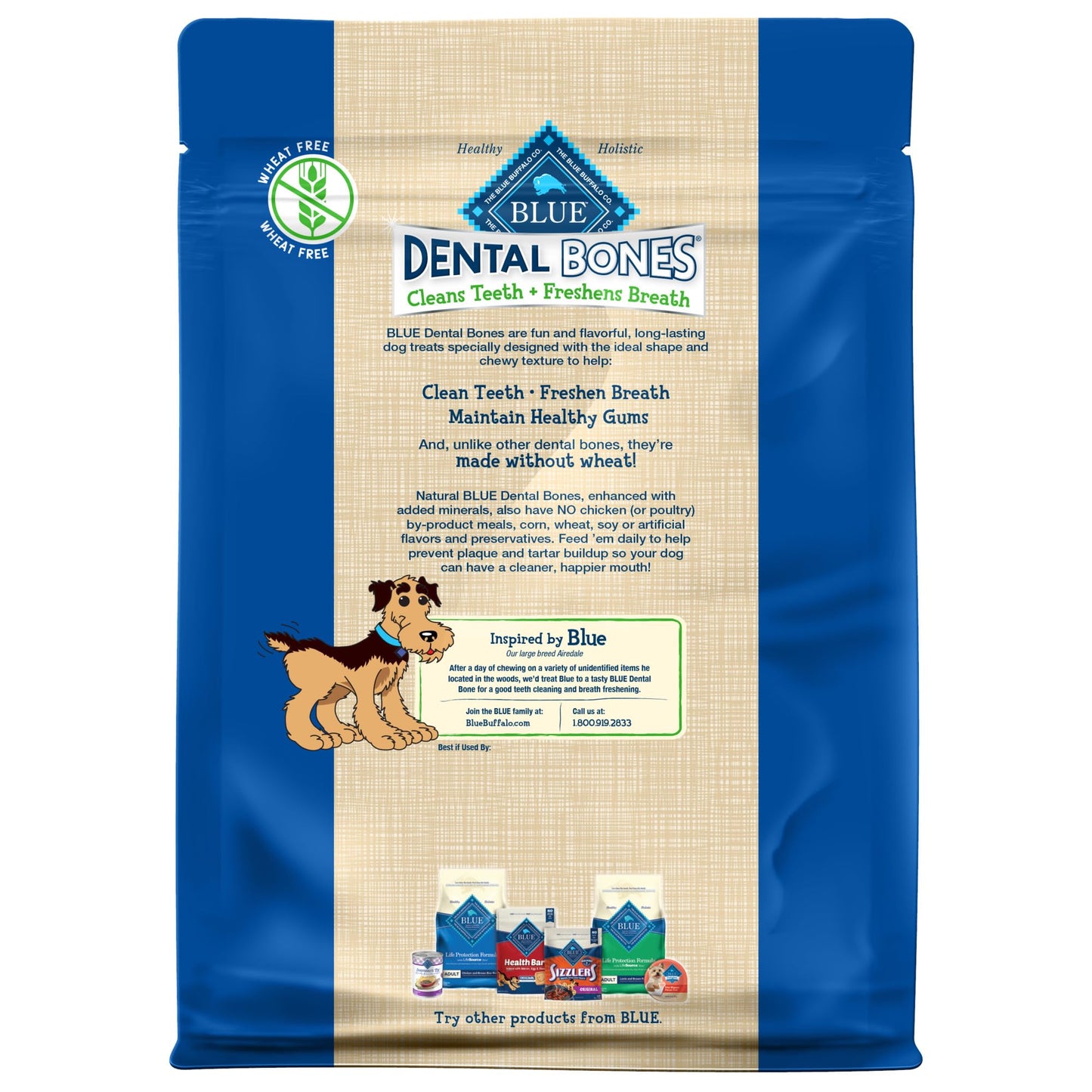 Blue Buffalo Dental Bones Mini Natural Dental Chew Dog Treats Bag Value Pack