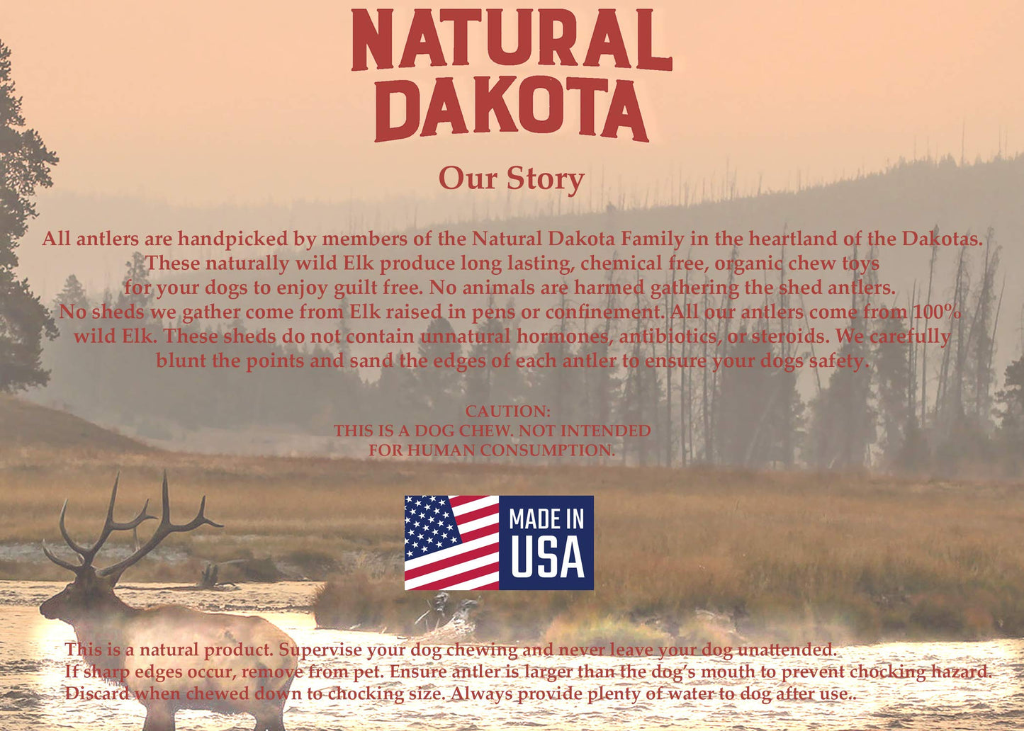 Natural Dakota Premium Split Elk Dog Chews | Antler Dog Chew Bones for Small, Medium, Large Dogs | 100% Naturally Shed Elk Dog Chew Bones | Long Lasting Dog Chew Toy | (Medium) Made in USA