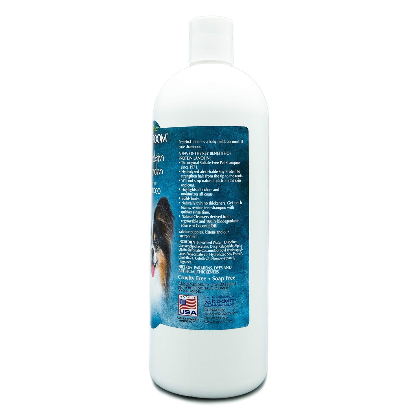 Bio-Groom Protein Lanolin Dog Shampoo - Tear-Free Pet Shampoo, Dog Bathing Supplies, Puppy Wash, Cat & Dog Grooming Supplies, Cruelty-Free, Made in USA, Tearless Dog Products - 32 fl oz 1-Pack