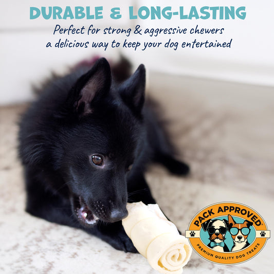 Pack Approved Mini Beef Cheek Rolls - Single Ingredient, All Natural Dog Treats for Small and Medium Dogs - Low Fat, Gluten-Free, & Grain Free Dog Treats - 3-4 inch (6-Pack)