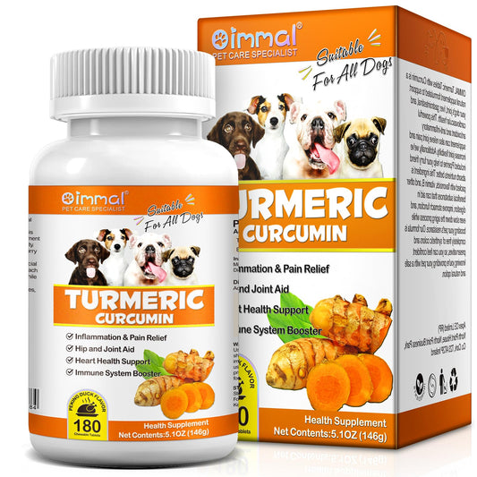 Uruses Turmeric Curcumin for Dogs, Hip & Joint Support, Heart Health Support, Immune System Booster, Dog Joint Supplement for All Ages Breeds & Sizes, 180 Chewable Tablets, Peking Duck Flavor