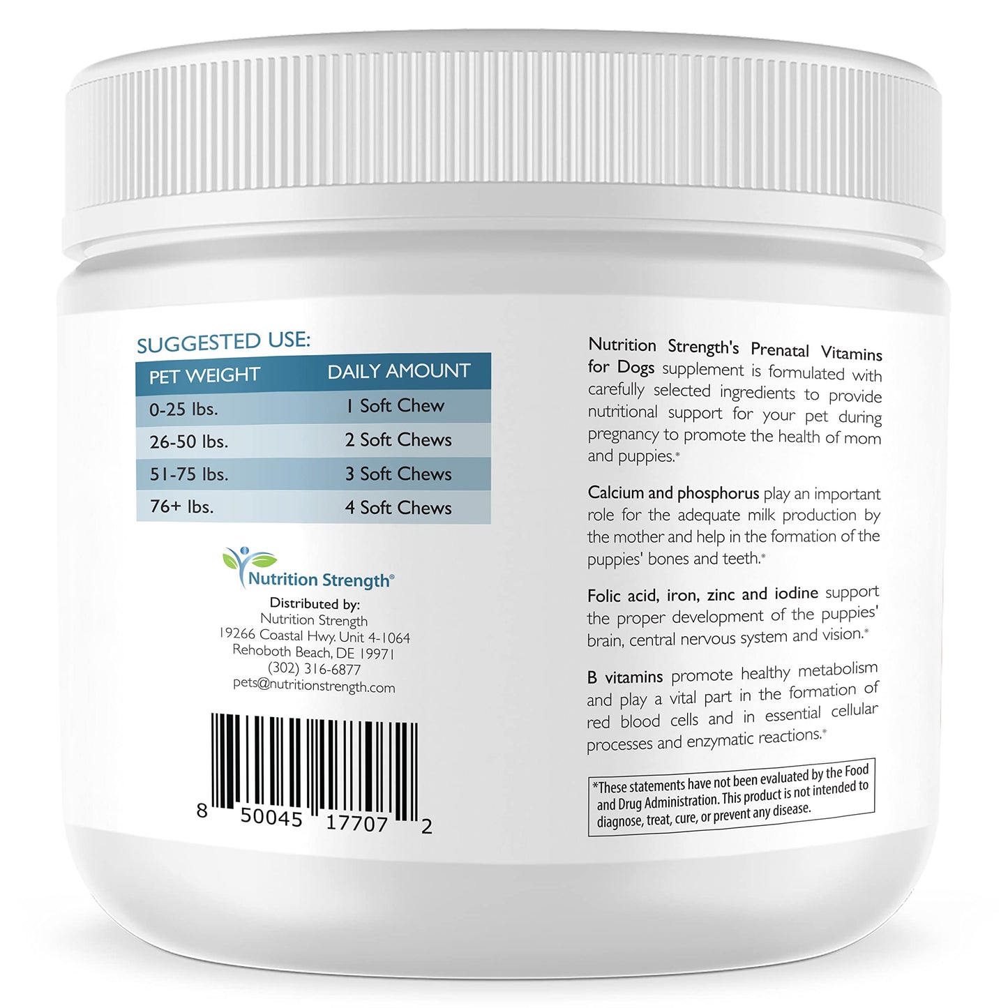Nutrition Strength Prenatal Vitamins for Dogs to Support Development of Healthy Puppies, Promote Milk Production, with Folic Acid, Iron, Zinc, Iodine, B Vitamins for Pregnant Dogs, 90 Soft Chews