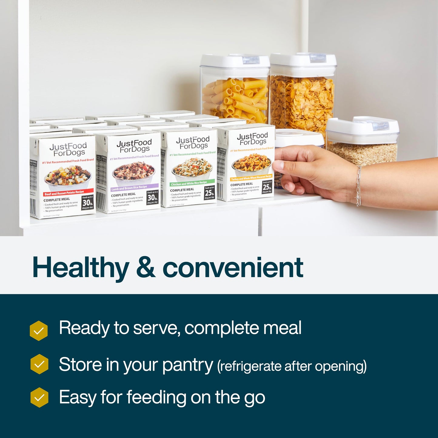 JustFoodForDogs Pantry Fresh Wet Dog Food, Complete Meal or Topper, Chicken & White Rice Human Grade Recipe - 12.5 oz (Pack of 6)