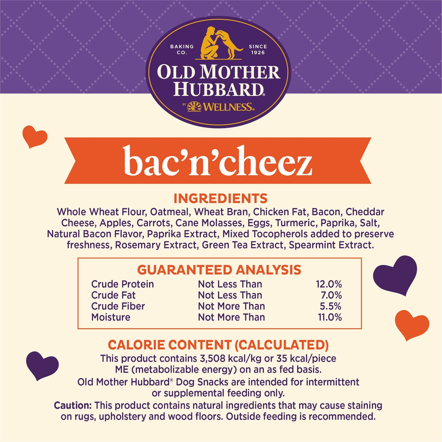 Old Mother Hubbard Wellness Bac'N'Cheez Dog Biscuits, Natural, Training Treats, Bacon & Cheese Flavor, Small Size, (20 Ounce Bag)