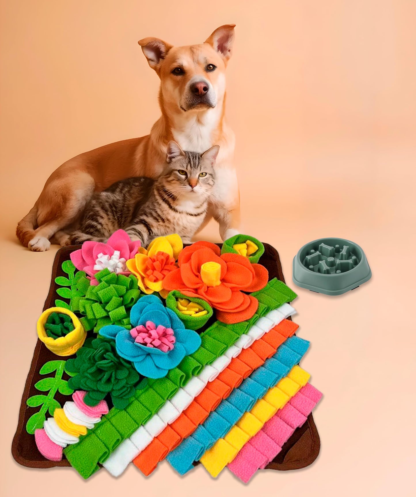 Snuffle Mat for Dogs with Slow Feeder Bowl (Bundle) – Interactive Toy for Anxiety Relief & Mental Stimulation – Durable, Washable Mat for Small, Medium & Large Dogs – Feeding Puzzle Toy for Boredom