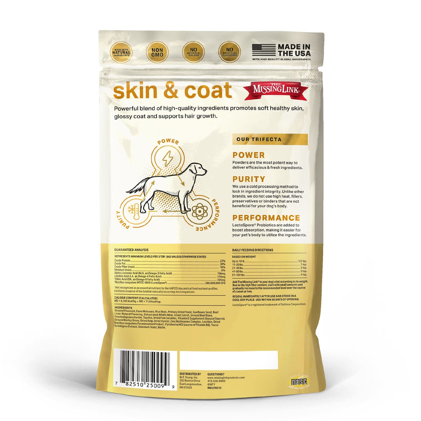The Missing Link Original All Natural Superfood Dog Supplement- Balanced Omega 3 & 6 to support Healthy Skin & Coat – Skin & Coat Formula – 1 lb.