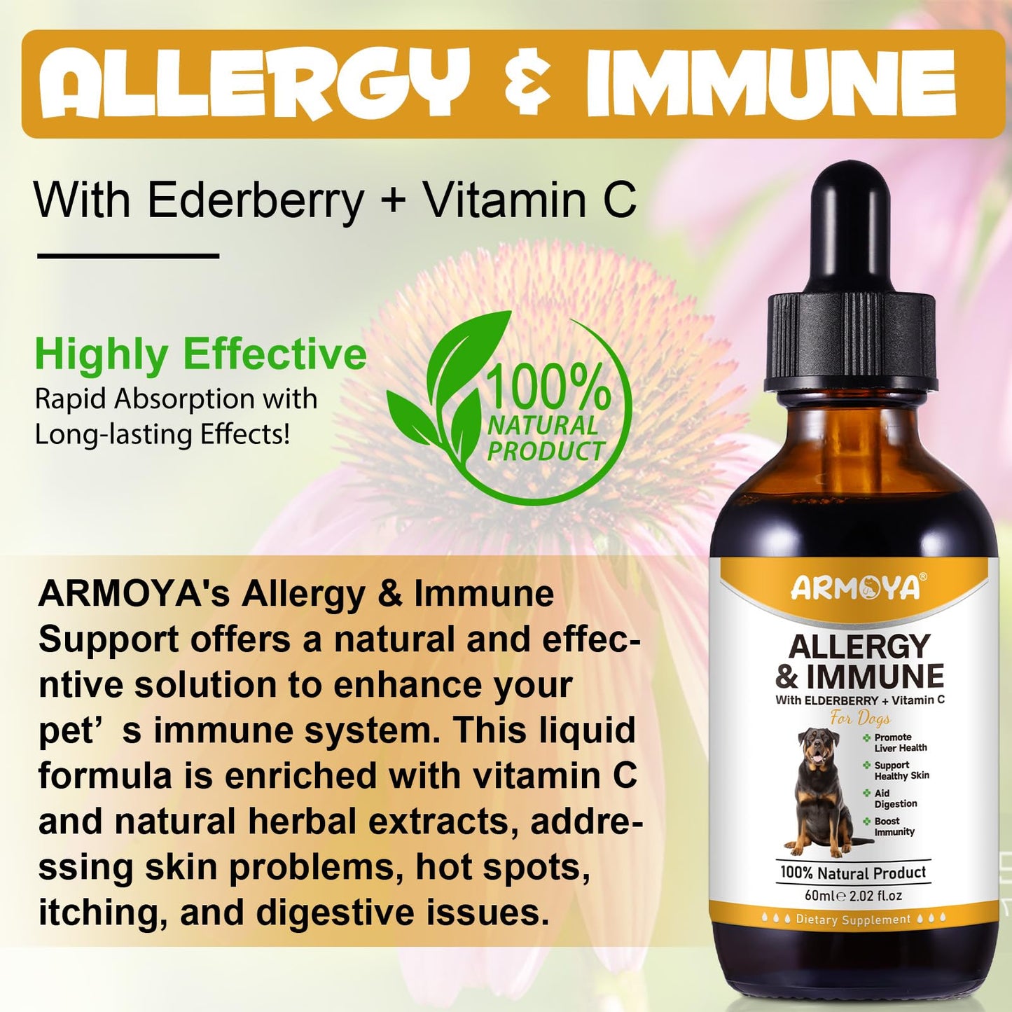 asusxcli Allergy Relief Drops for Dogs,Allergy and Immune,Immune Support Supplement,Dog Supplement,Natural Pet Supplement for Dog Allergy Relief with Turmeric & Milk Thistle