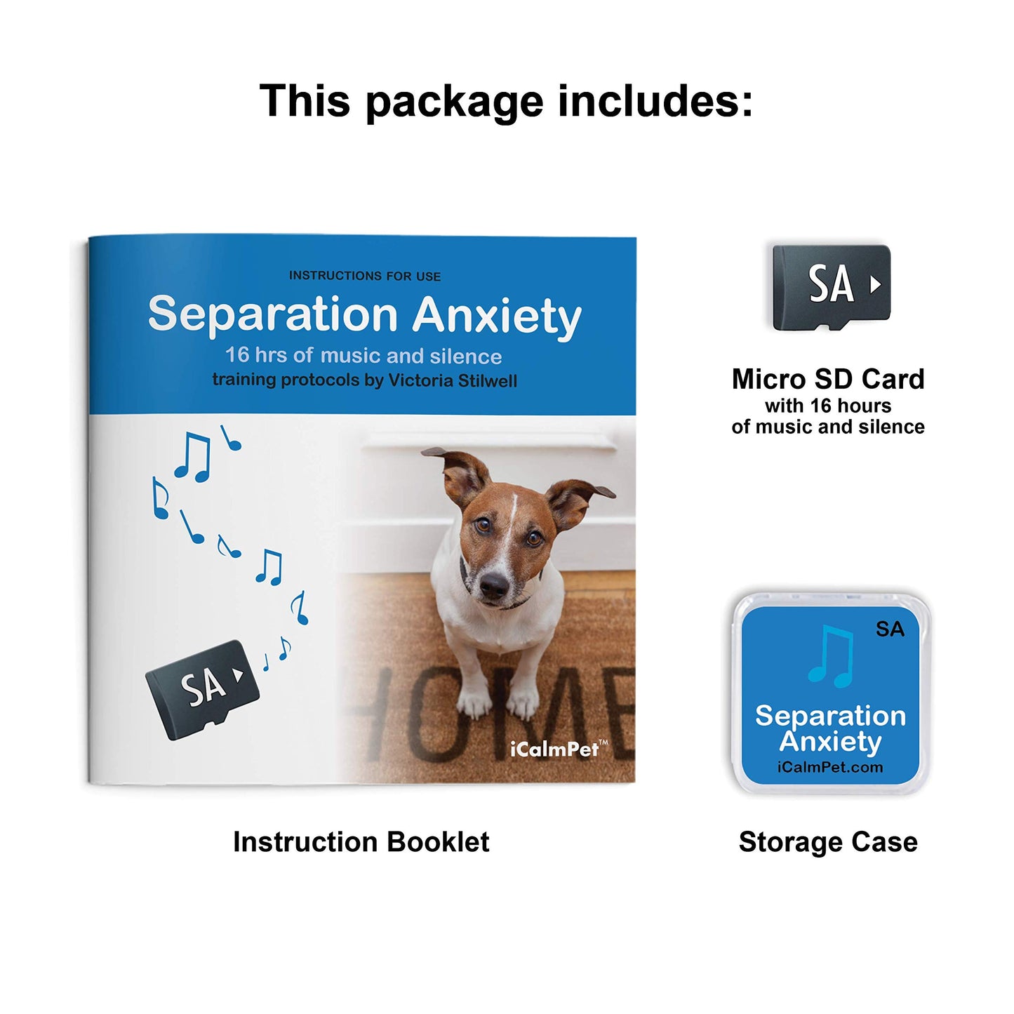 iCalmPet | Through a Dog's Ear: Canine Separation Anxiety | Training Program by Victoria Stilwell | MicroSD Card | 16-hrs | Clinically-Proven Music and Silence