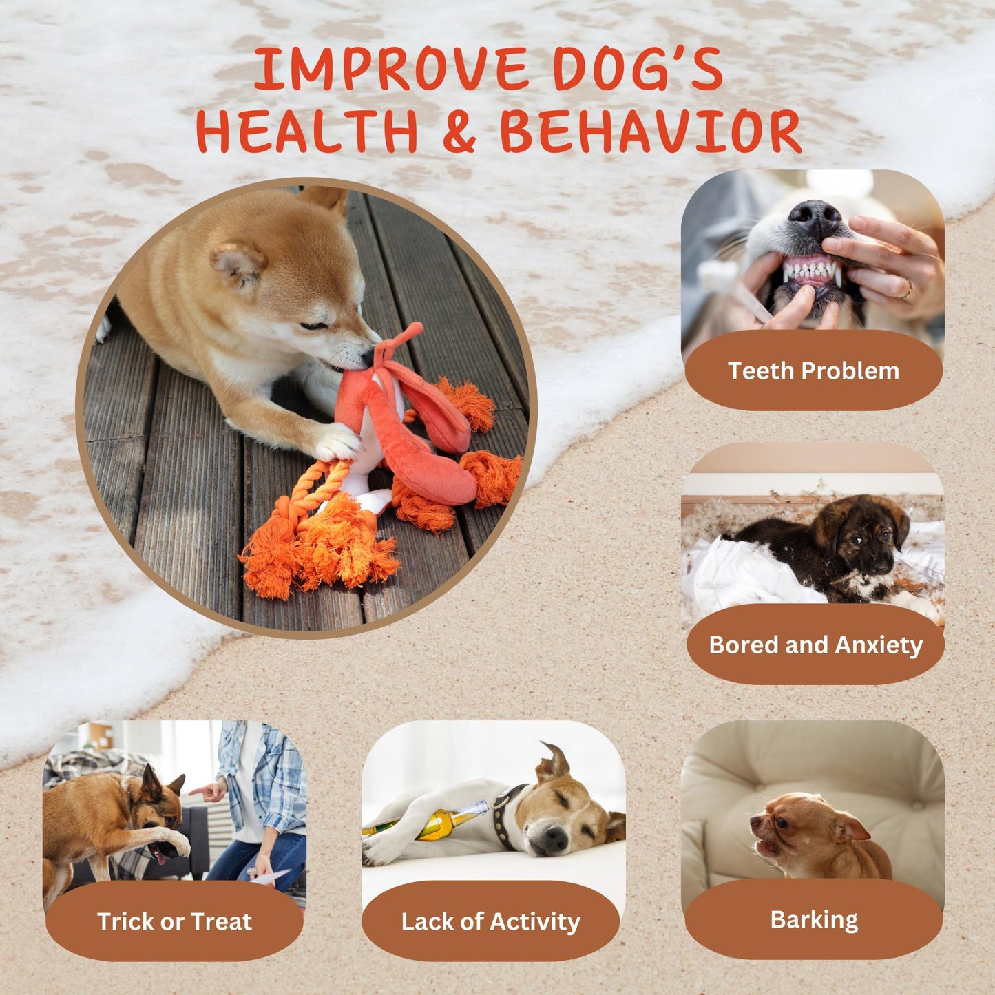 2 Pack Dog Toys for Large Dogs, Squeaky Plush Hide and Seek Teething Chew Toys for Small, Medium Puppy Dogs to Keep Them Busy