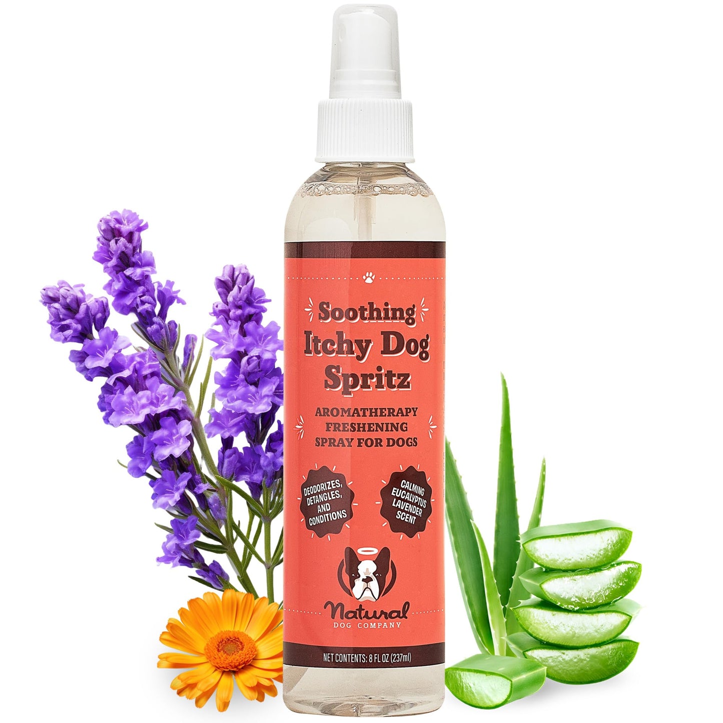 Natural Dog Company Soothing Itchy Shampoo and Spray Deodorizer Perfume, Includes (1) Soothing Shampoo 12 Oz, (1) deodorizing Spray 8 Oz