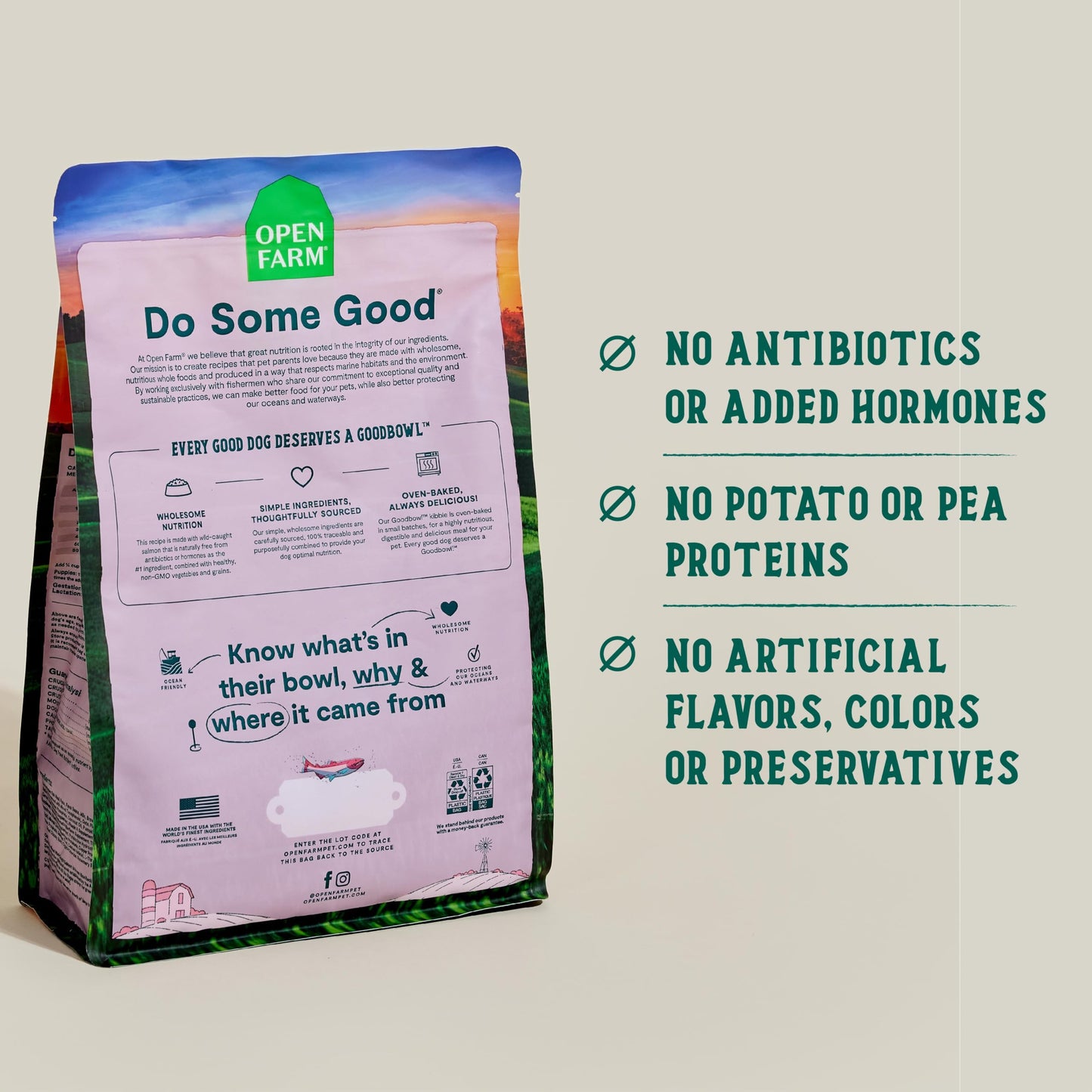 Open Farm Goodbowl, Oven-Baked Small Batch Dry Dog Food - Wild Caught Salmon & Brown Rice Recipe, Includes Non-GMO Produce & Grains, 22lb Bag (352oz Bag)