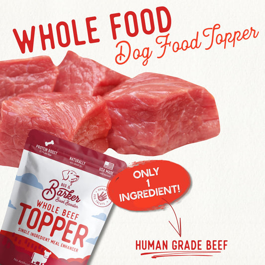 Beg & Barker Beef Dog Food Toppers (8 Ounce, Pack of 1) – 100% Made in USA Single Ingredient Meal Topper for Picky Eaters – Meal Enhancer with Whole Beef Heart – Meal Mixers for Dogs, Human Grade