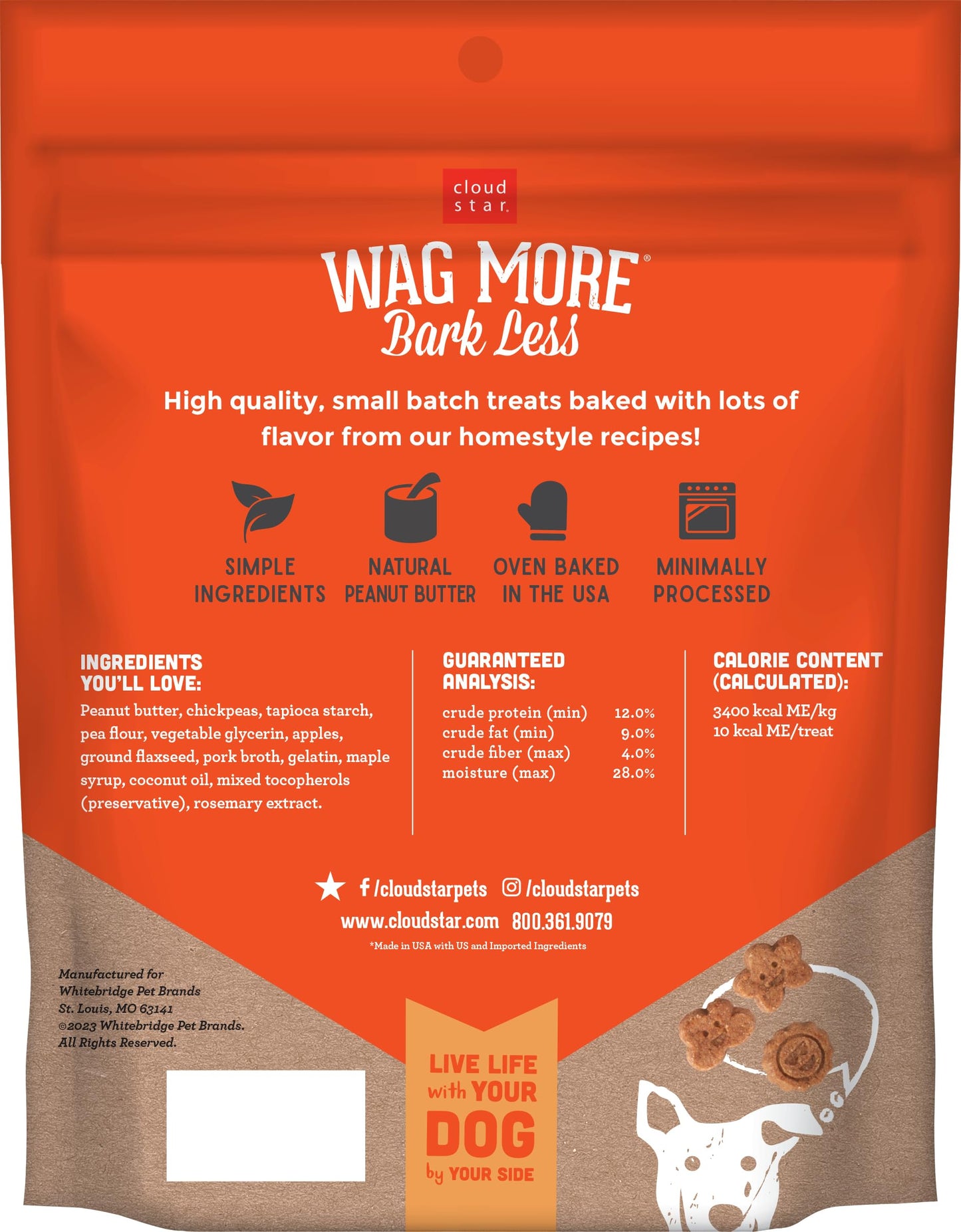 Cloud Star Wag More Bark Less Soft Chews Grain Free Dog Treats, Peanut Butter & Apples, 20 oz. Pouch