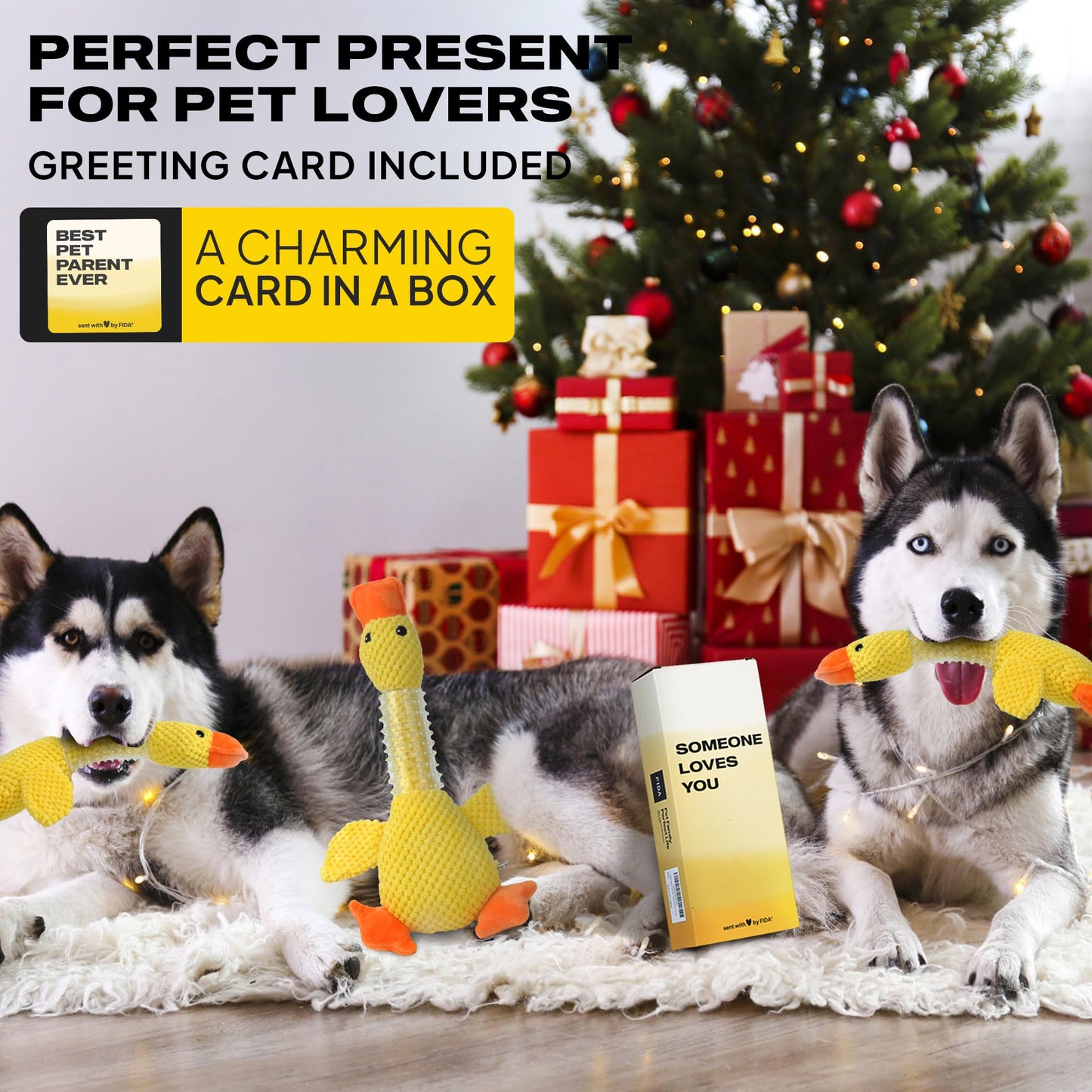 Fida Durable Slip Lead and Dog Chew Toys for Aggressive Chewers Rubber Neck Set, Squeaky Dog Toys for Large Dogs, Indestructible Dog Toy Puppy Teething Toys Plush Duck Dog Toy to Keep Them Busy