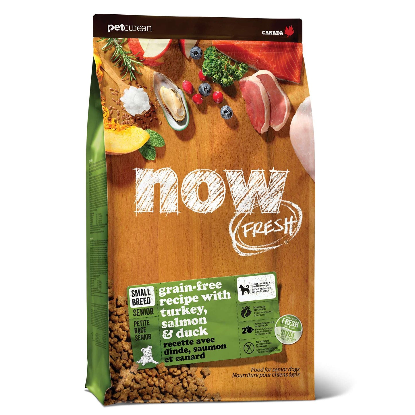 Now Fresh Grain-Free Small Breed Senior Dry Dog Food with Turkey, Salmon & Duck, Premium Kibble Made with Real Meat & Fish, Chicken-Free, Added Glucosamine & Chondroitin for Healthy Joints, 22 lb Bag