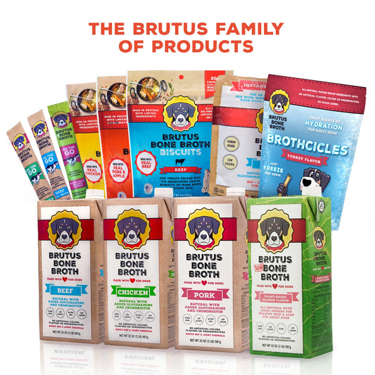 Brutus Bone Broth for Dogs Mega Pack (Beef) - All Natural Beef Broth Powder for Dogs - Toppers for Dry Food - Makes 130oz of Liquid Bone Broth