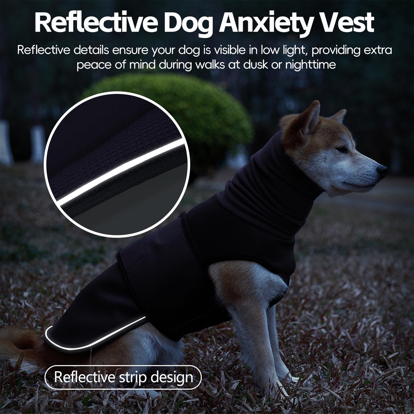 Dog Anxiety Jacket, Breathable Dog Anxiety Relief Vest Shirt, 2-in-1 Large Doggy Calming Hoodie with Ears Wrap for Thunderstorms, Fireworks, Vet Visits, Separation, Noise Protect Recovery (Blue, XL)