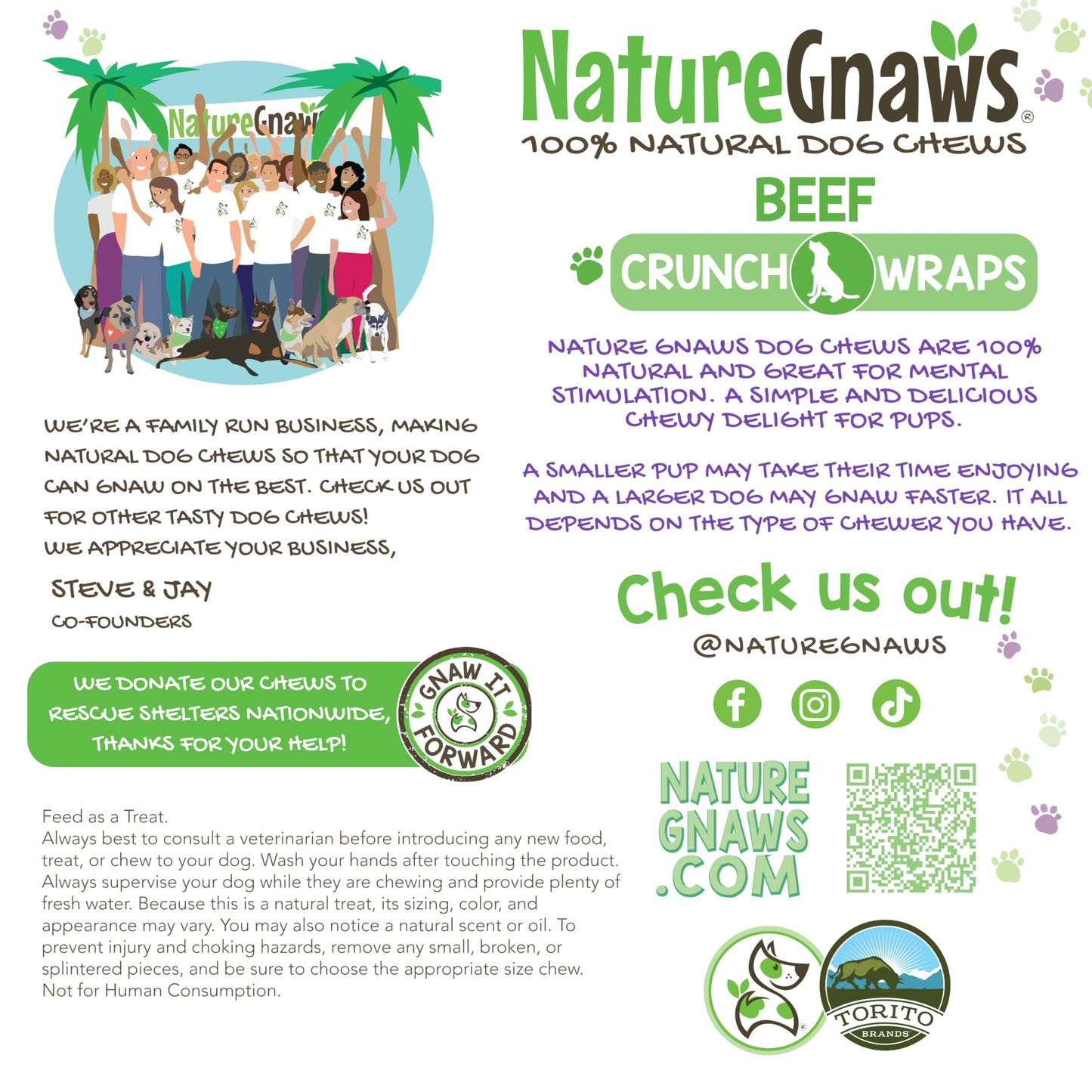 Nature Gnaws Beef Trachea Crunch Wraps for Dogs (3 Count) - Long Lasting Natural Beef Jerky Dog Chew Bones - Rawhide Free