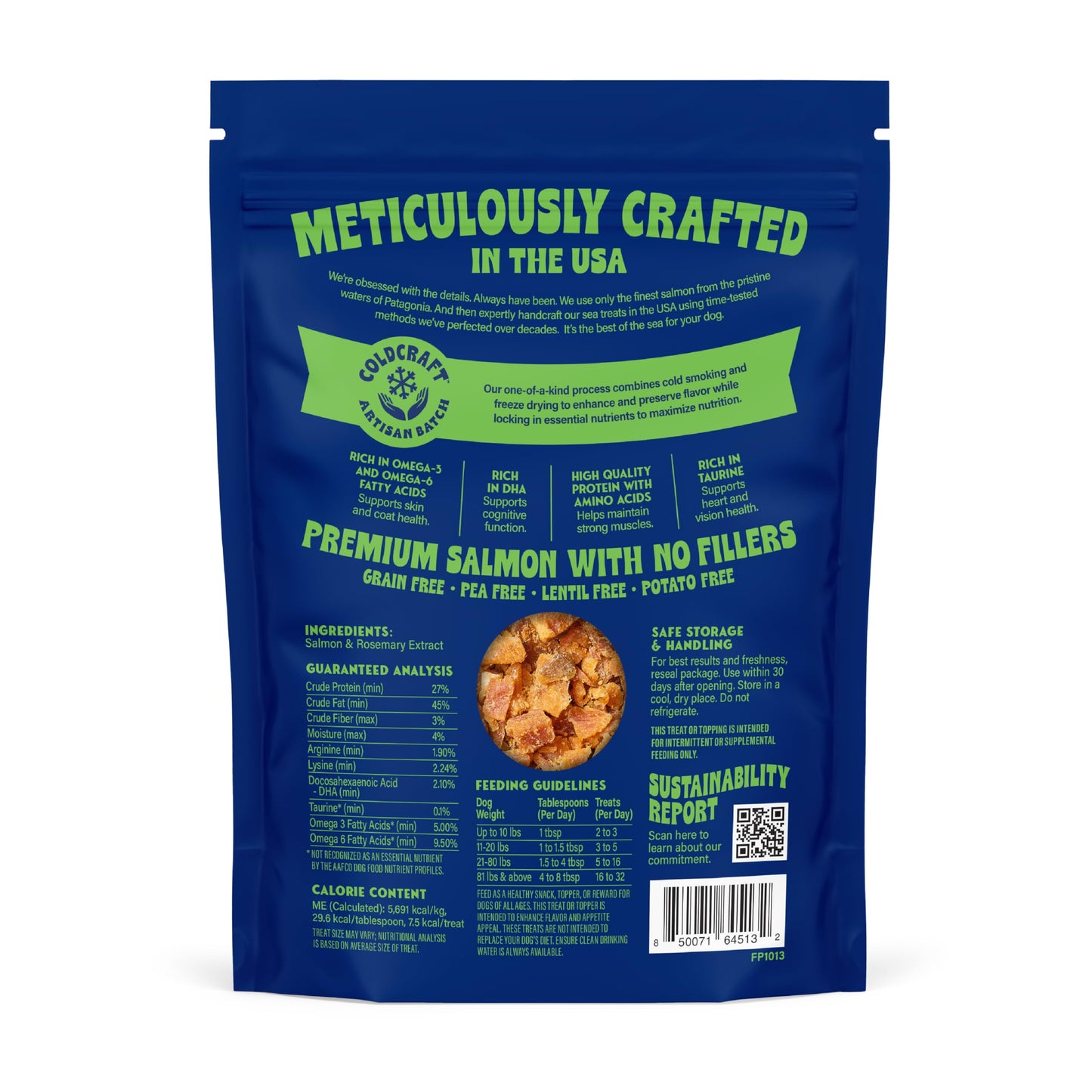 Finfare Freeze Dried Dog Treats, Salmon Crumbles, Protein & Omega-3s, Grain Free Salmon Dog Training Treats and Meal Topper, Crafted in USA, 2oz