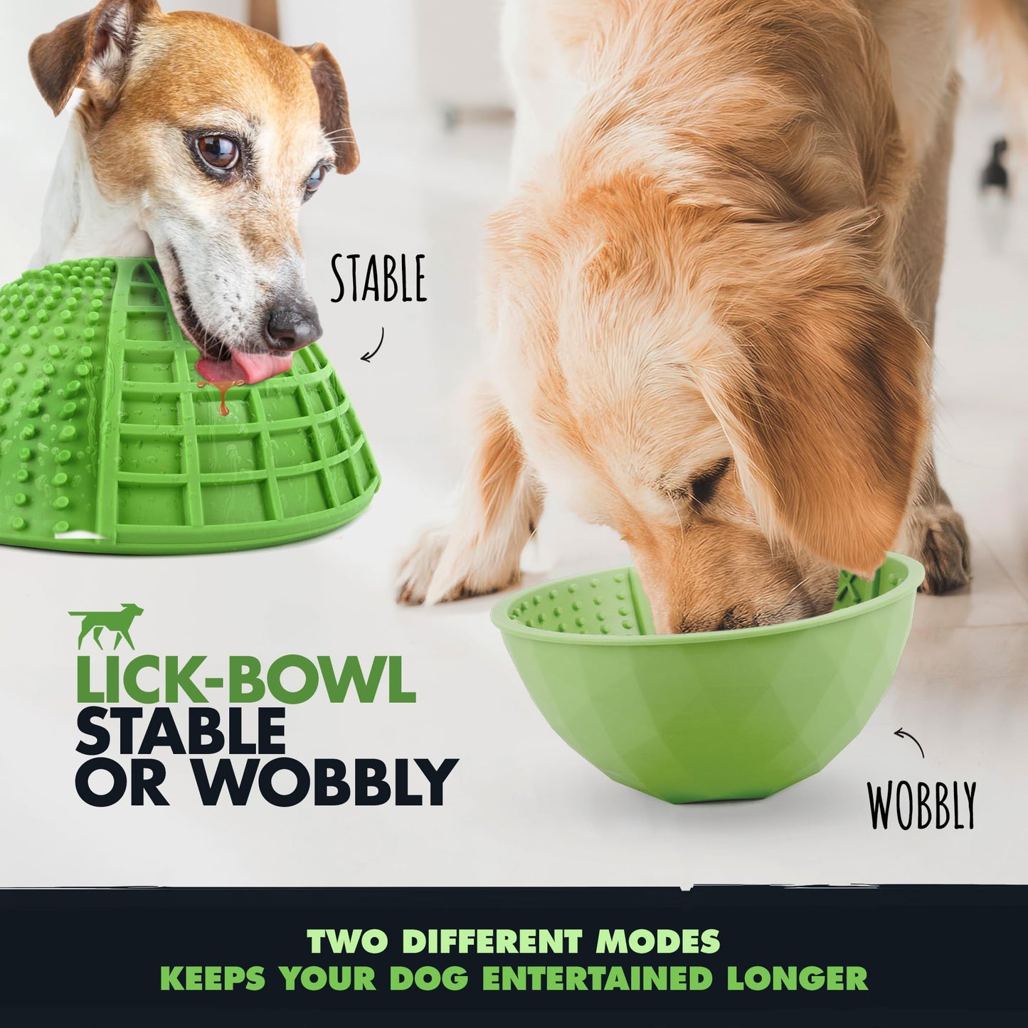 Tuff Pupper Lick Bowl for Dogs | Standard Size Slow Feeder Bowl | Four Textures for Dog Anxiety & Boredom | Silicone Lick Mat | Easy Clean Dishwasher Safe | Stable & Wobble Modes | NOT for Chewing