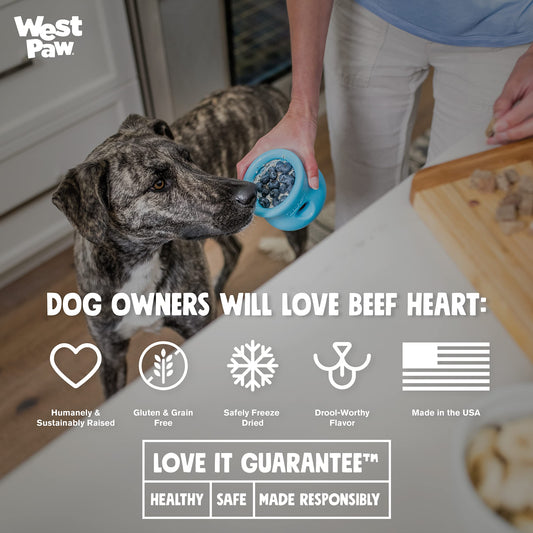 WEST PAW All-Natural Raw Freeze-Dried Dog Treats – Farm-Fresh Beef Heart Training Treats for Dogs with Iron, Folate, B-Vitamins – Wholesome Canine Treat for Puppies, Senior Dogs – 2.5 Oz.