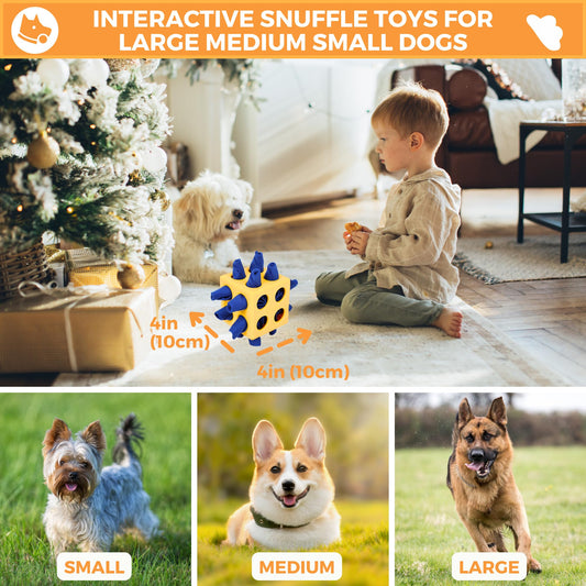 Fossa Dog Enrichment Puzzle Toy, Interactive Snuffle Ball for Dogs Encourage Stimulation Food Foraging Skill, Resistant Rope to Hide Treat for Aggressive Puppy, Small, Medium, Large Dog