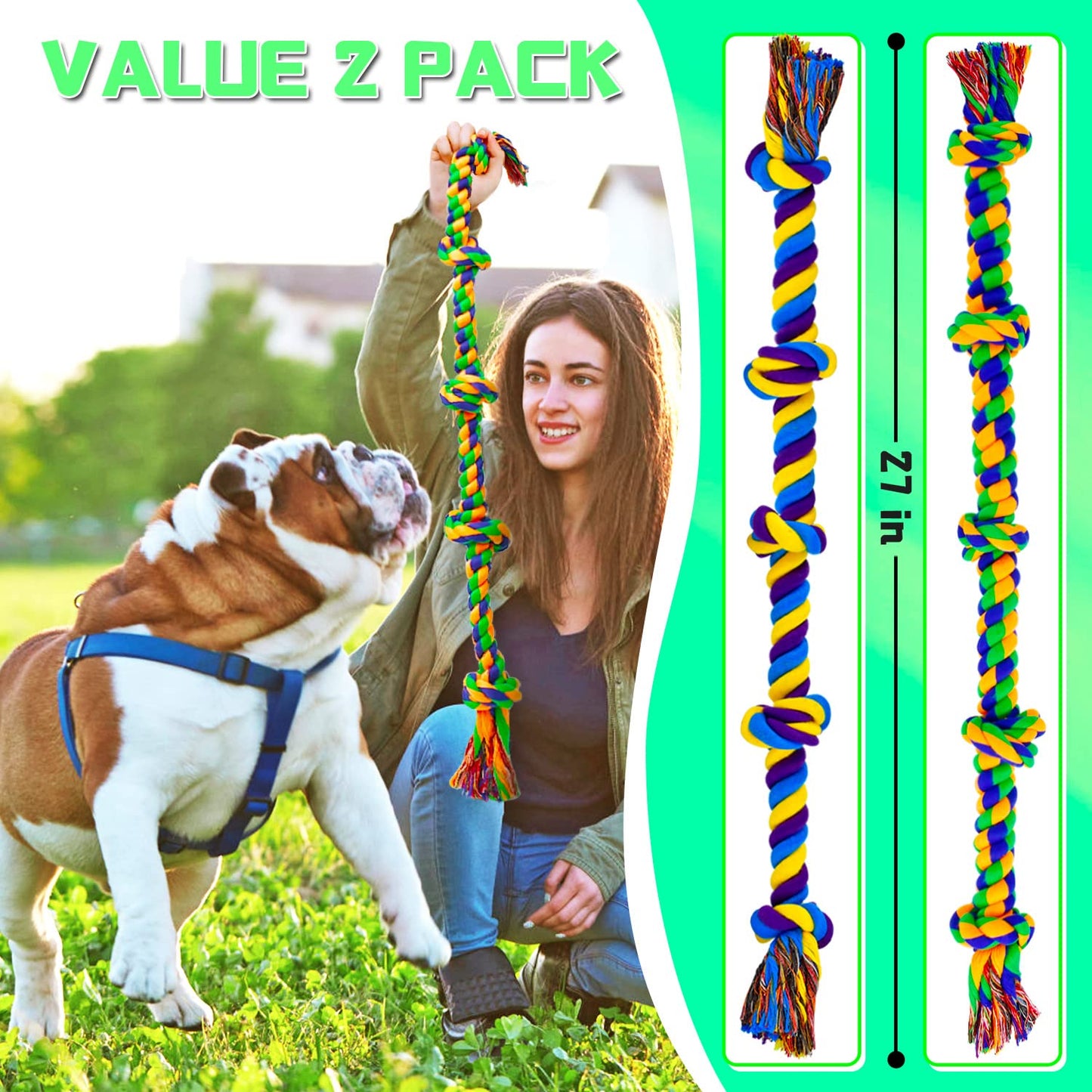 XL Indestructible Dog Toys for Aggressive Chewers Large Breed, Durable Dog Chew Toy, Large Dog Toys for Large Dogs Safe and Long Lasting Puppy Teething Chew Toys, Cotton Dog Rope Toys for Medium Dogs