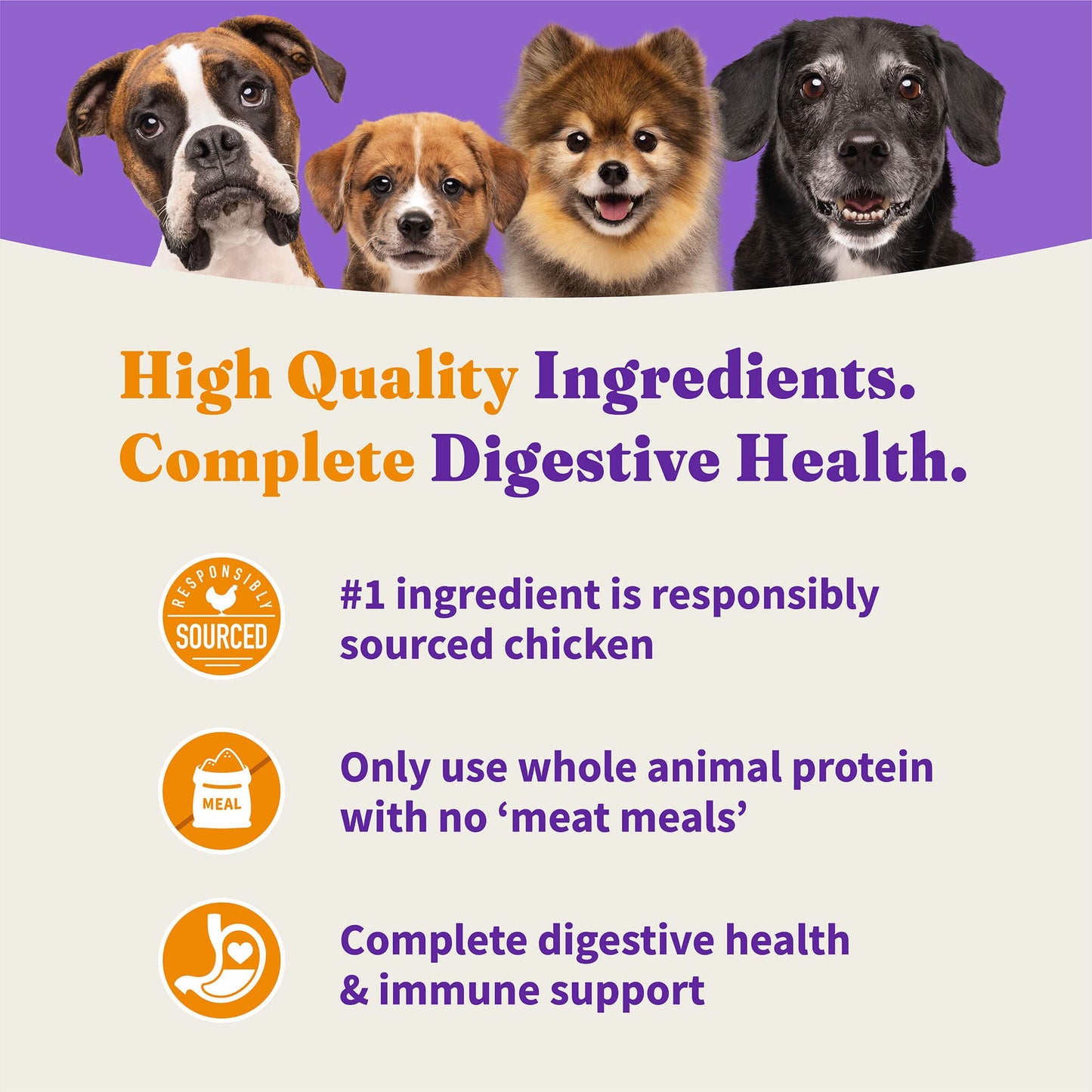 Halo Holistic Dog Food Cage Free Chicken & Sweet Potato Formula, Grain Free Dry Dog Food, Complete Digestive Health, Kibble for Adult Dogs, 3.5 lb Bag