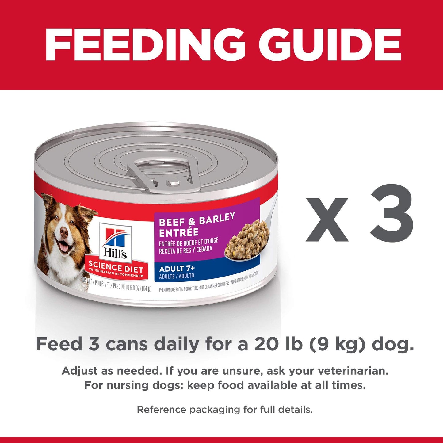 Hill's Science Diet Adult 7+, Senior Adult 7+ Premium Nutrition, Wet Dog Food, Beef & Barley Loaf, 5.8 oz Can, Case of 24