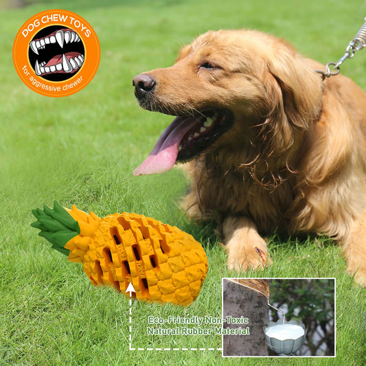 M.C.works Dog Toy for Aggressive Chewers Large Breeds, Indestructible Dog Teeth Clean, Pineapple Tough Treat Dispensing Toys for Large Dogs (Giant)