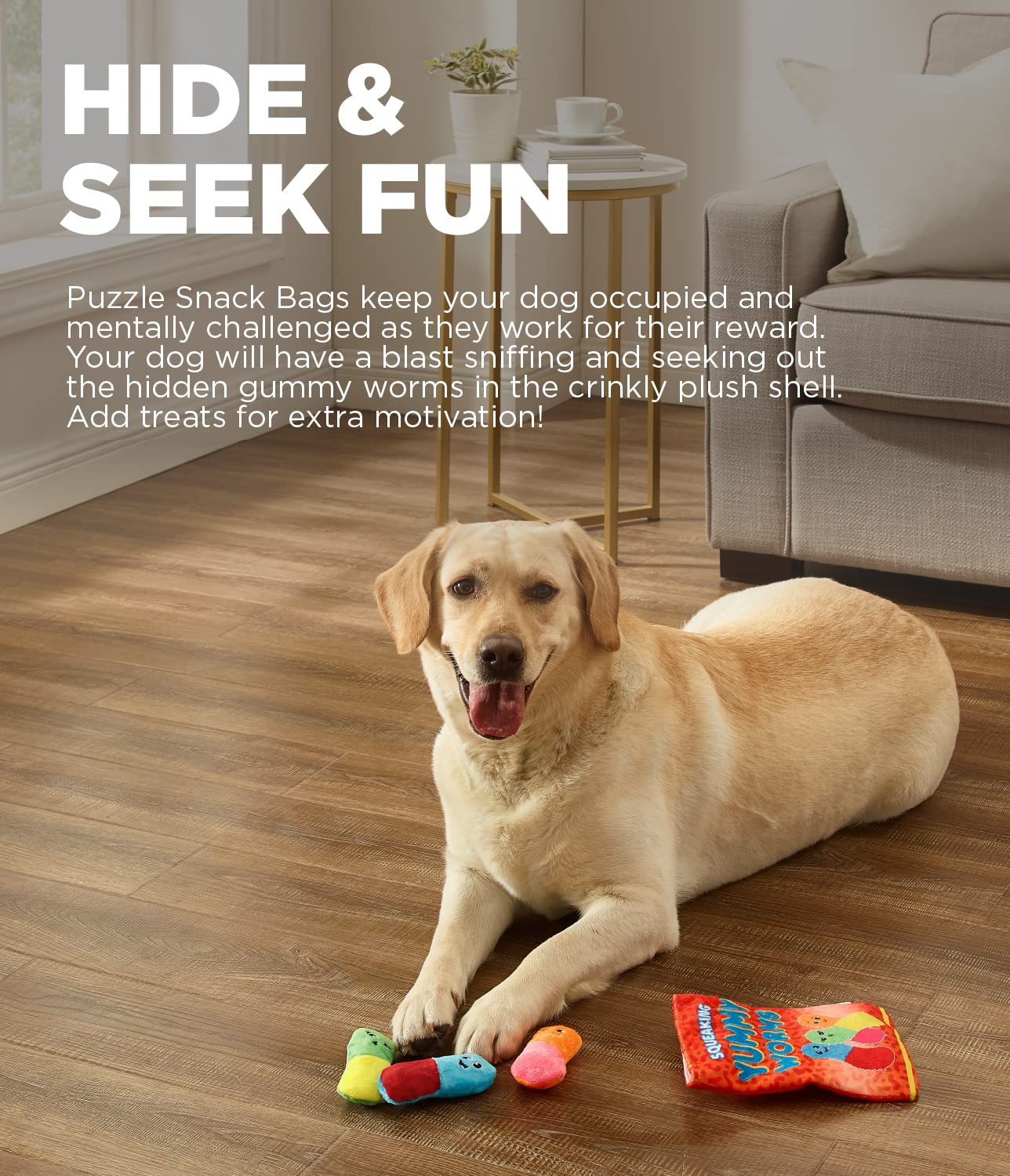 Outward Hound Snack Bag Yummy Worms Puzzle Squeaky Dog Toys