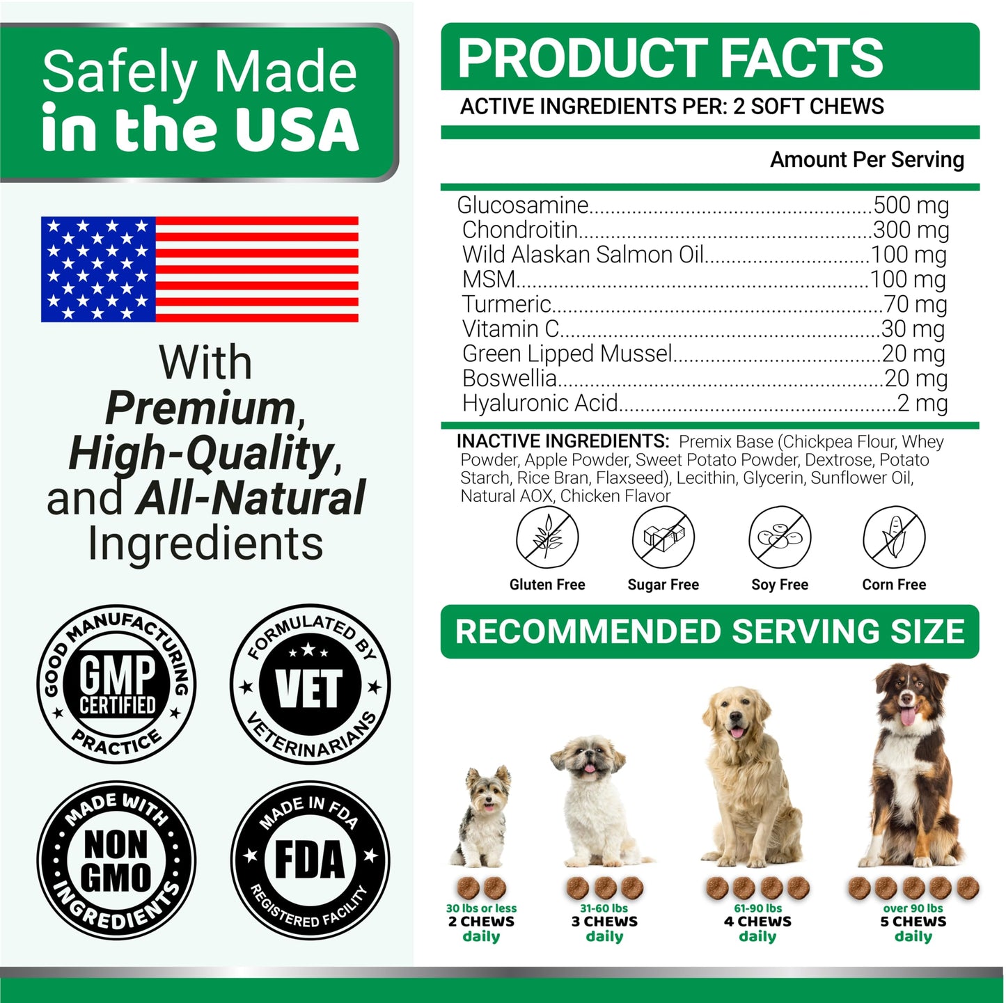 Glucosamine for Dogs - 240 Chews - Hip and Joint Supplement for Dogs - Advanced Glucosamine Chondroitin Treats with MSM - Joint Pain Relief - Large & Small Breed - Mobility Support - Made in USA