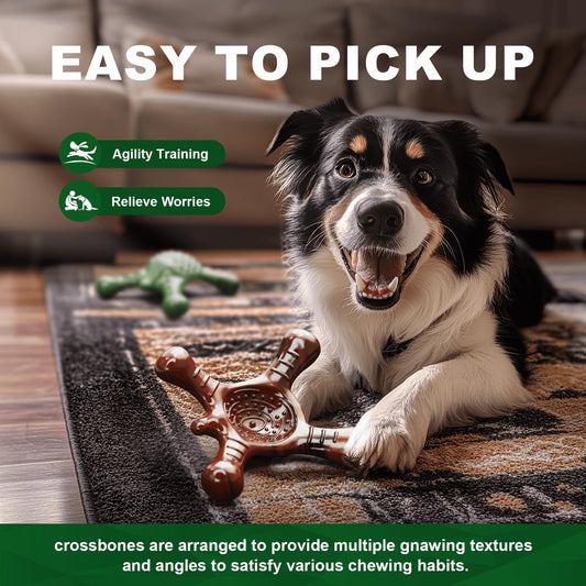 Quizvi Tough Dog Chew Toy for Aggressive Chewers – Durable Bacon Flavored Nylon Bone for Large Dogs, Fillable Dental Toy for Teething, Indoor Chewing & Crate Training, Boredom Relief Gift