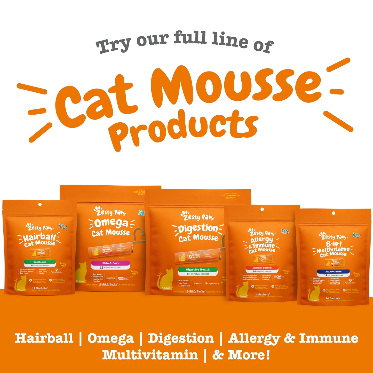 Zesty Paws Calming Mousse for Cats - Composure & Relaxation for Stress & Separation - Cat Supplement with Ashwagandha, L-Theanine, Valerian Root & Vitamin B1-3ct