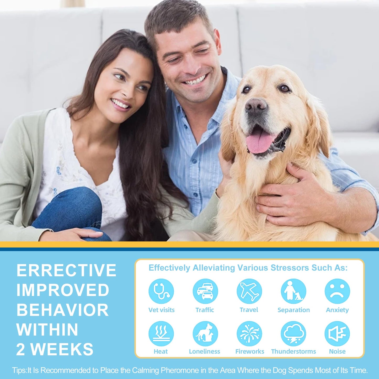 Dog Calming Diffuser 6-in-1 Kit Dog Appeasing Pheromone Relief Separation Anxiety, Equipped with 2 Plug in + 4 Refills 48ml Vial, Reduce Aggression Barking, Supply for 120 Days-Tasteless