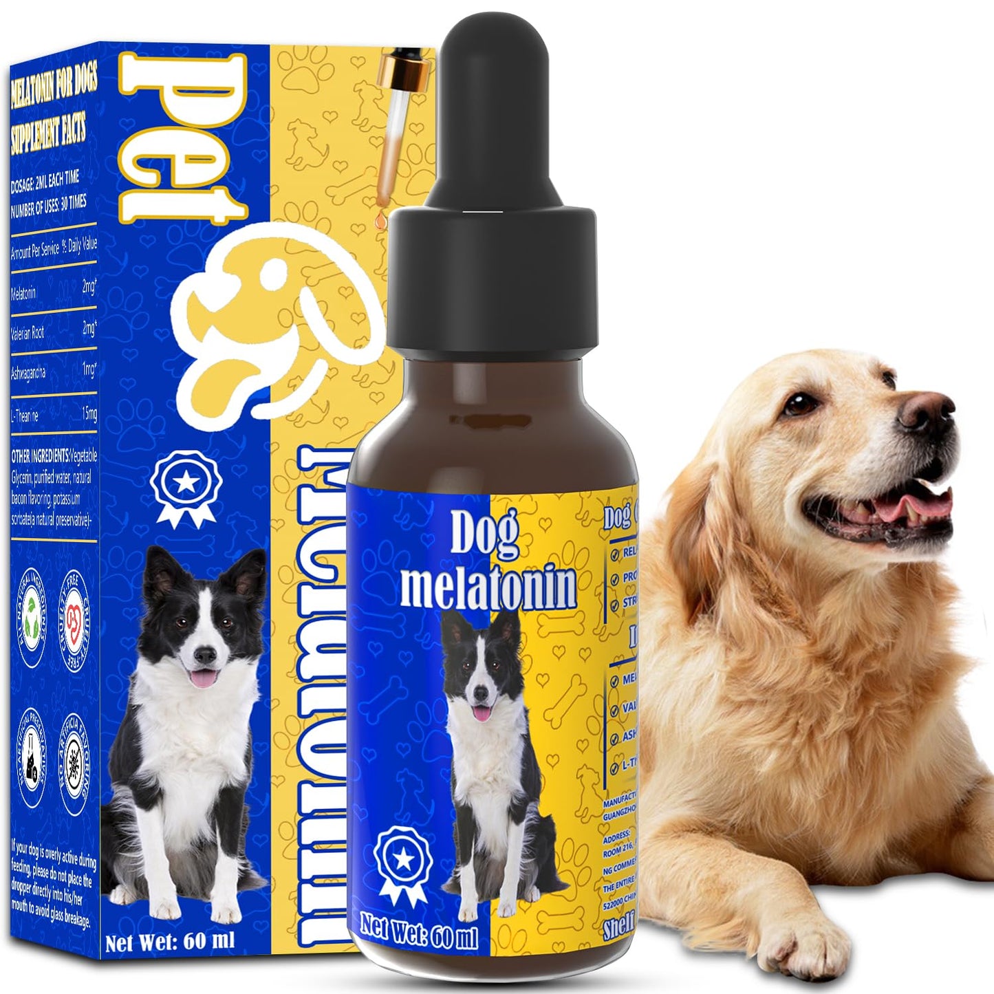 Tetra Dog Melatonin, Quiet Moments Calming Aid for Dogs Melatonin, Effective Anxiety Relief, Dog Sleep Aid for Dogs &Cats, 60 Ml