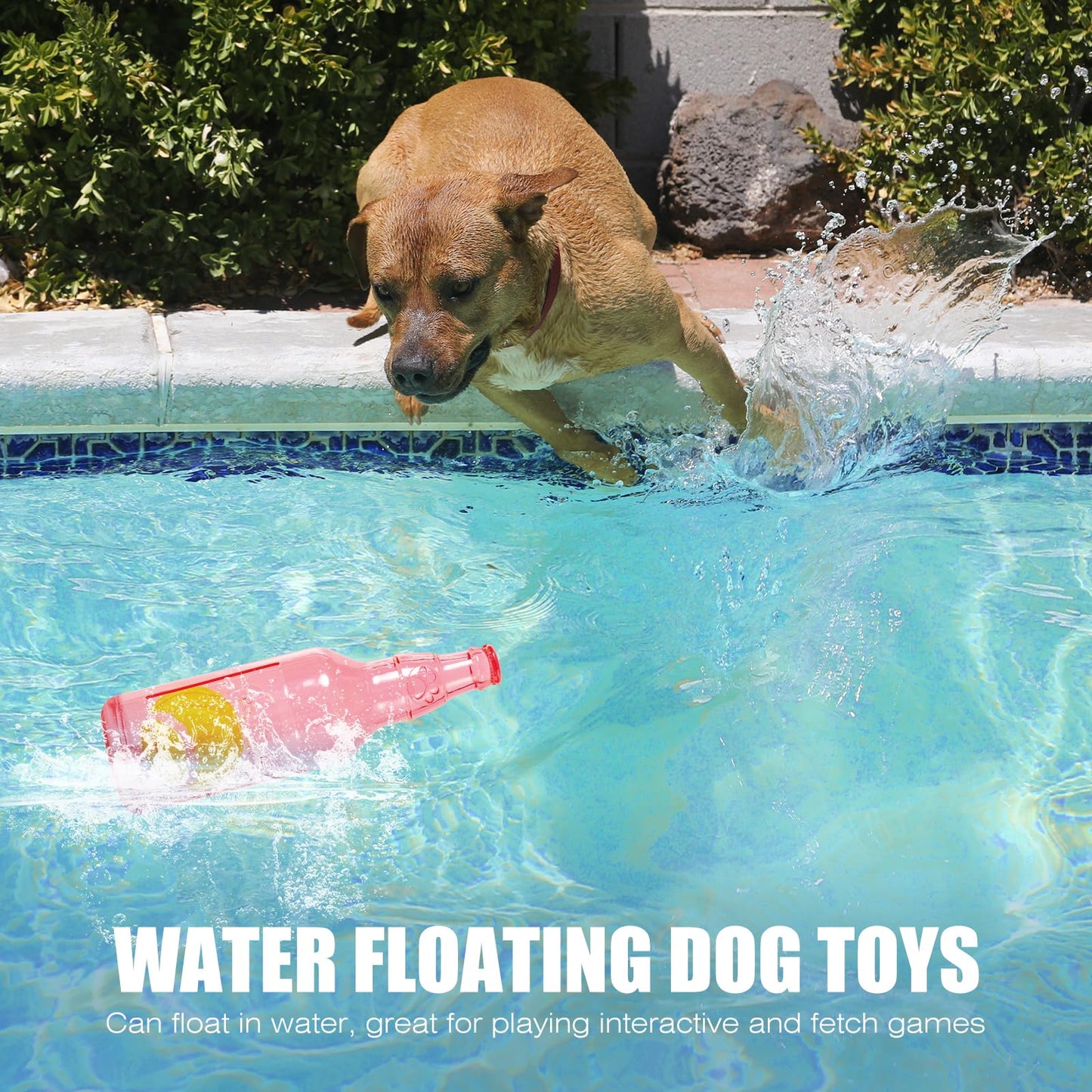 YOOGAO Pet Dog Toy, Dog Squeak Toy, Floating Dog Toy, Interactive Fetch Toy for Play and Training, Bottle Shape with Tennis Ball Inside (Set of Two Large)