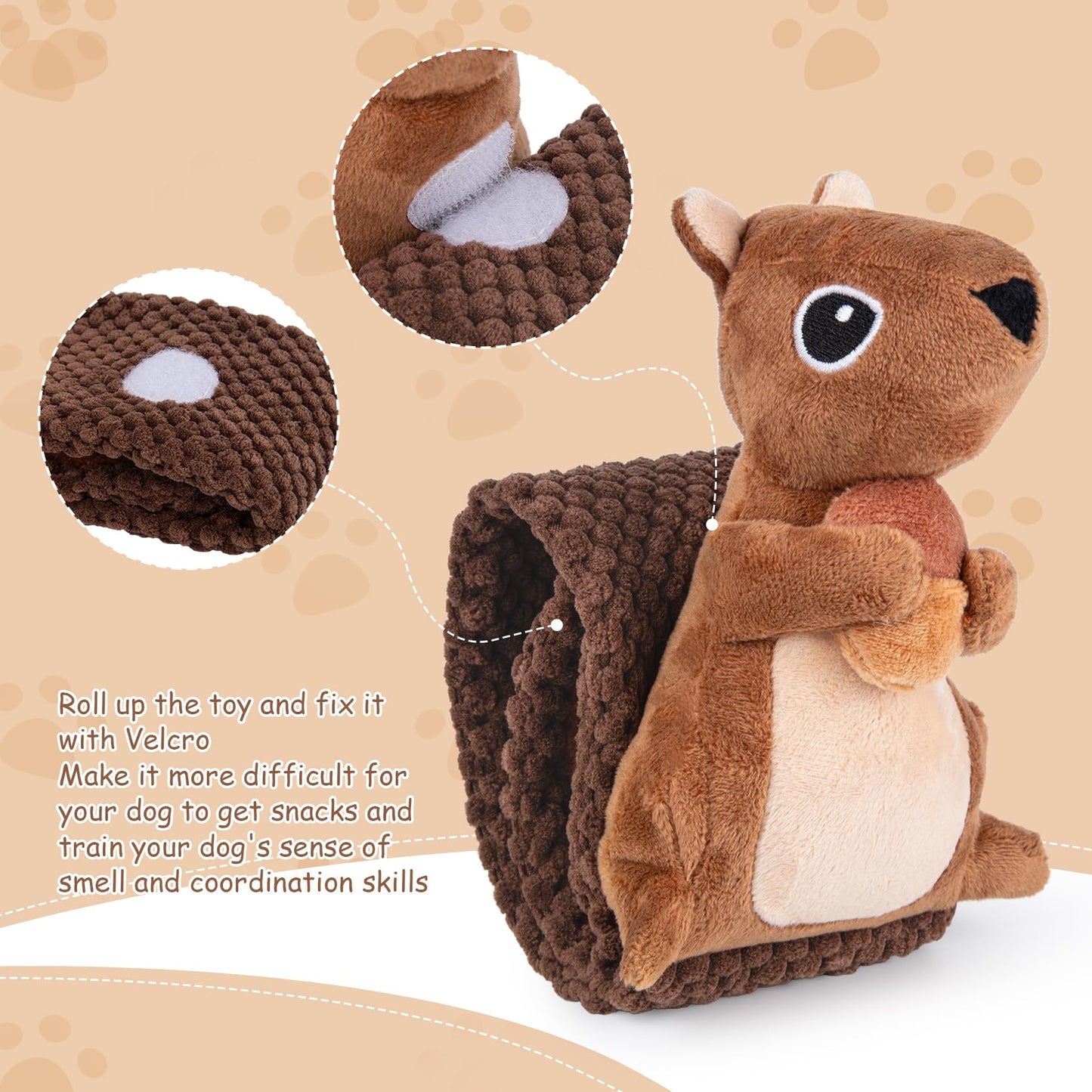 Dog Puzzle Toy, Squirrel Interactive Dog Toy with 2 Chew Balls, Squeaky Dog Toys to Keep Them Busy, Dog Treat Games for Small Puppy, Snuffle Enrichment Toy Anti Boredom, Cognitive Dogs Toy