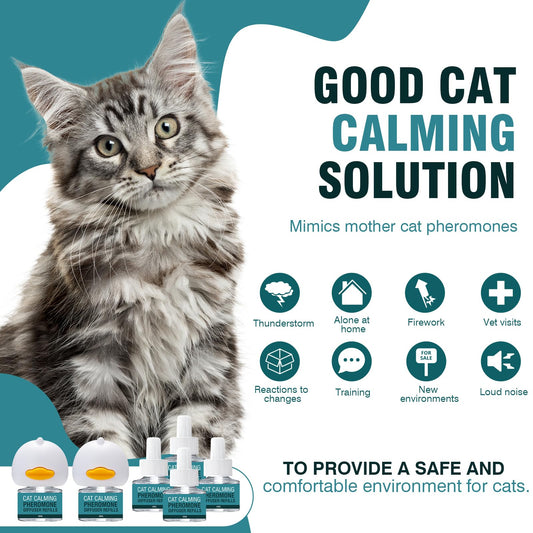 Cat Calming Diffuser 8 in 1 Multicat Pheromone Diffuser Pheromones to Calm Stress and Anxiety Relief Products Plug in Refill Anti Aggression for Cats Spraying No More Stop Cat from Urinating in House