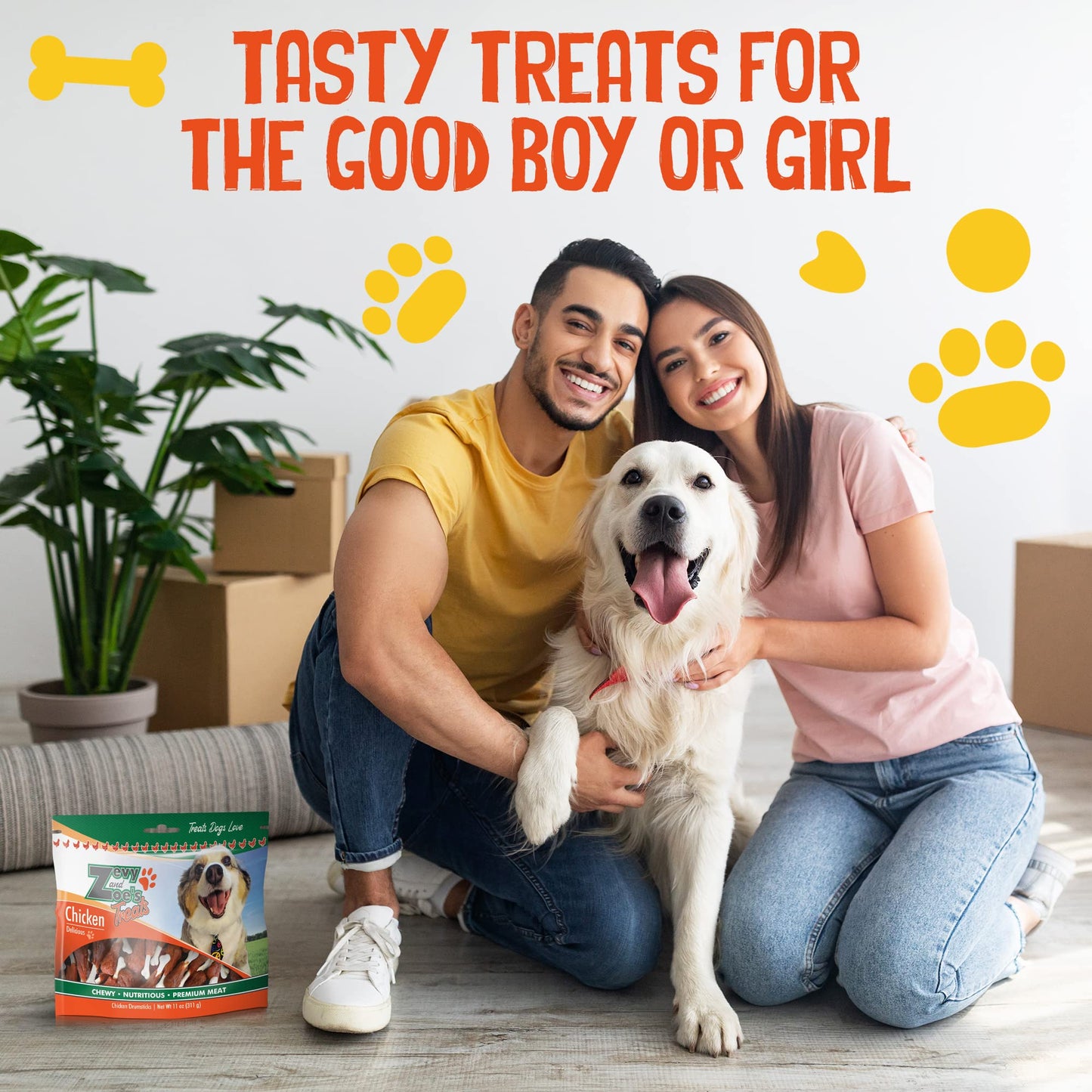 Dog Treats, Rawhide Free, Chewy Cooked Chicken Calcium Bone, Training Treats, Wrapped Drumsticks, Small Medium, Large Dogs.