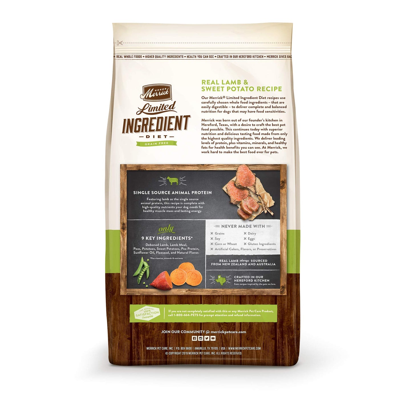 Merrick Limited Ingredient Diet Grain Free Dry Dog Food, Premium and Healthy Kibble with Lamb and Sweet Potato - 4.0 lb. Bag