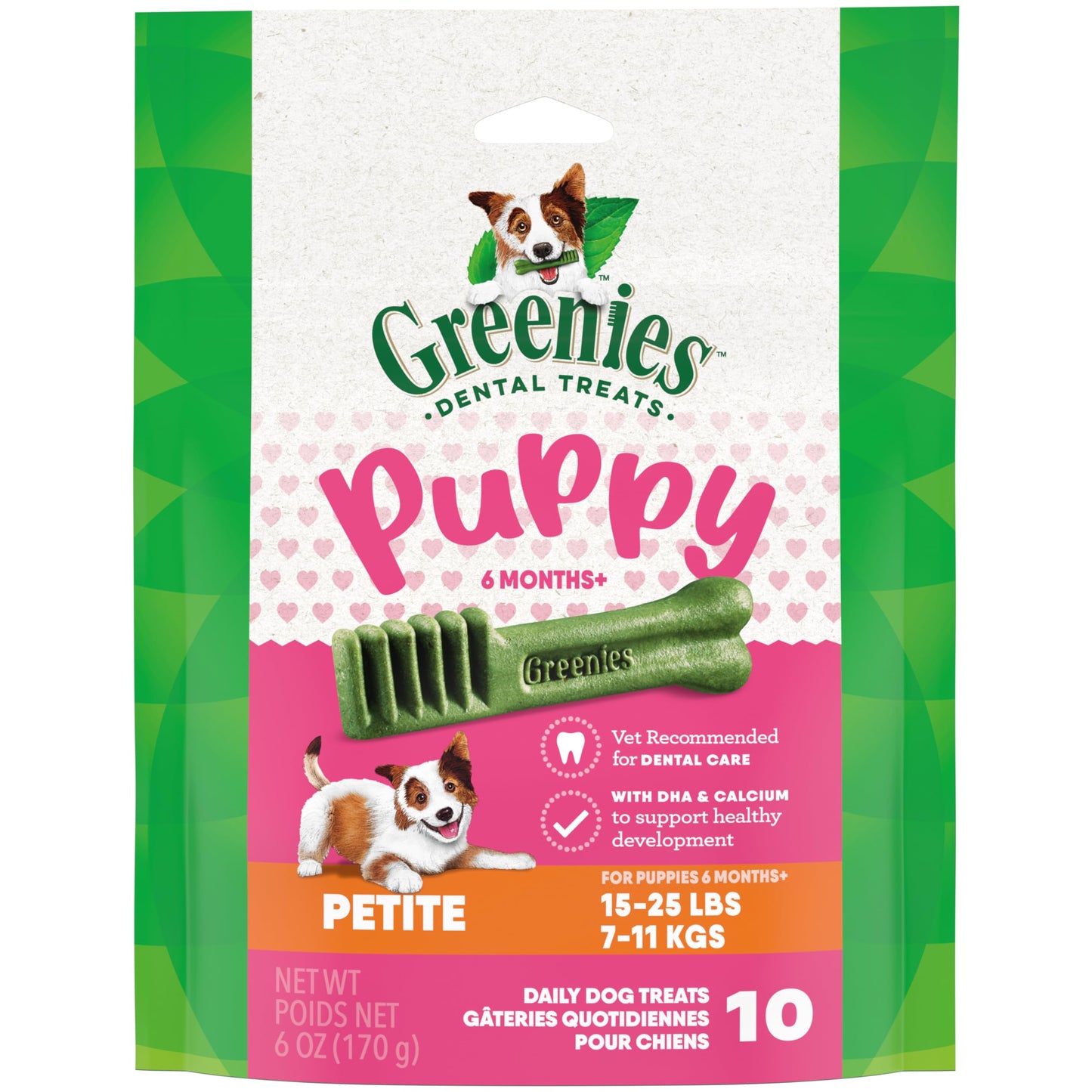 Greenies Puppy Petite Size Dental Dog Treats, 6 oz. Pack (10 Treats)