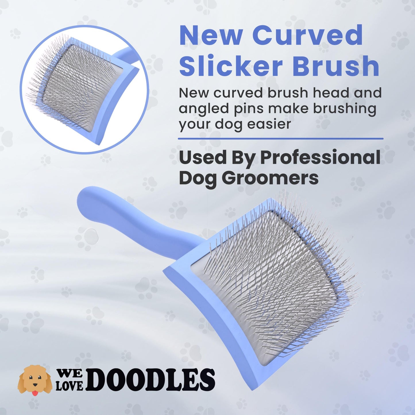 We Love Doodles Dog Shampoo Mango & Curved Slicker Brush - Pet Shampoo for Matted Hair, Sensitive Skin Shampoo for Puppies, for Long-Haired Dogs, Poodle, Golden Doodle, and Dematting (Large)
