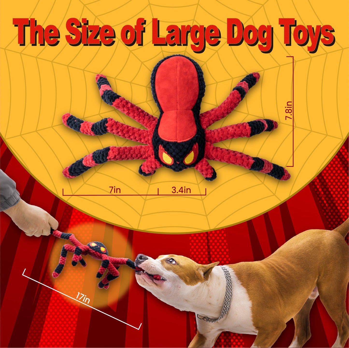 LEGEND SANDY Dog Toys for Large Dogs, Squeaky Dog Toys to Keep Them Busy, Interactive Dog Toy, Crinkle Tug of War Dog Toy (Red)